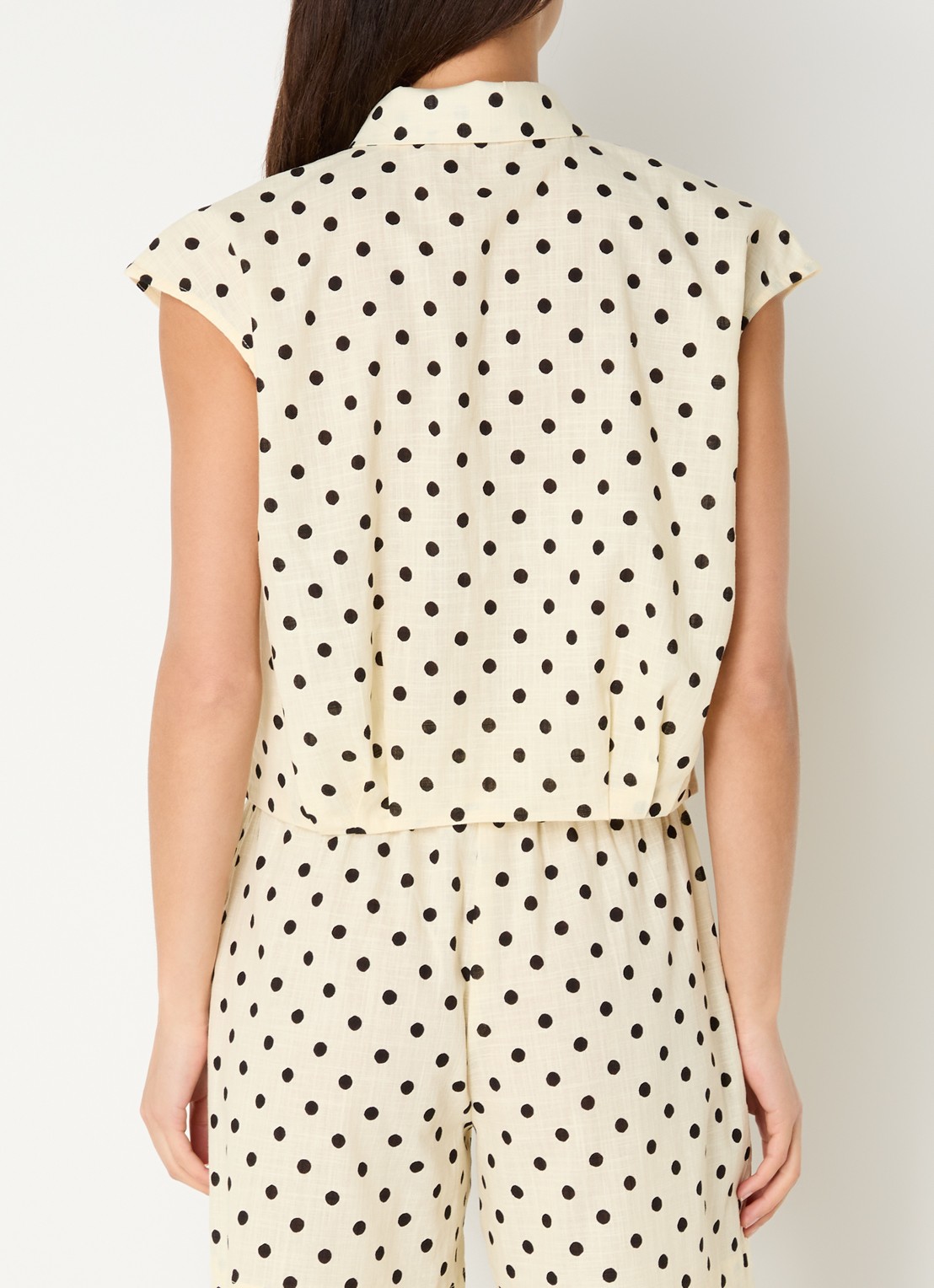 My Essential Wardrobe Nada top met stippenprint - achterkant 2 gebroken wit