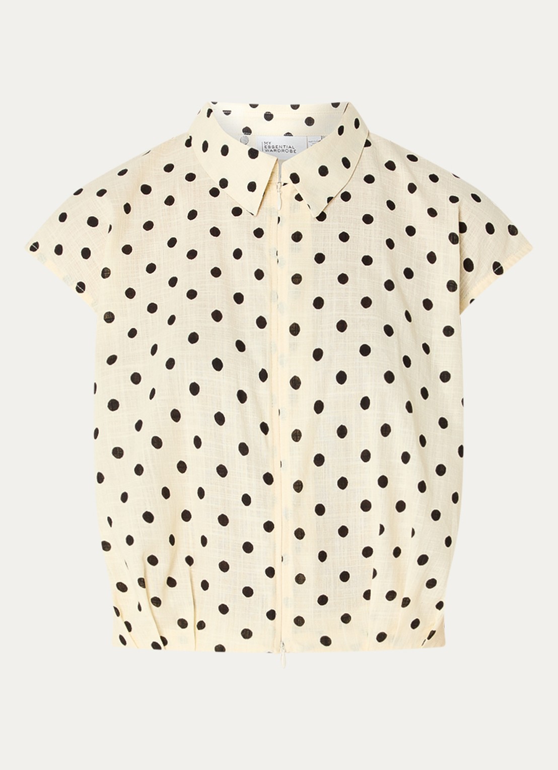 My Essential Wardrobe Nada top met stippenprint - voorkant 3 gebroken wit
