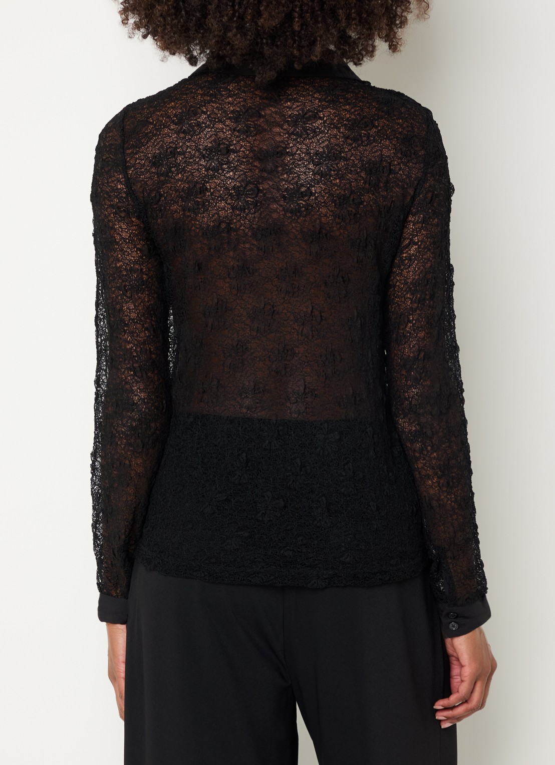 My Essential Wardrobe Rita semi-transparante blouse van kant - achterkant 3 zwart