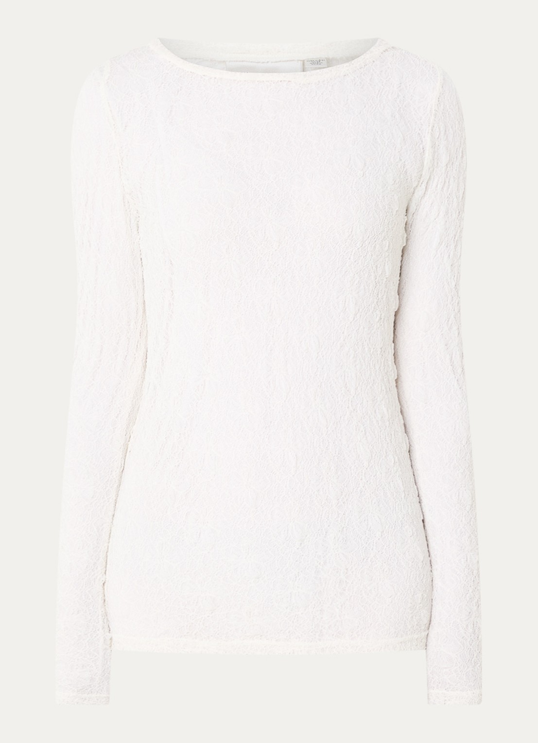 My Essential Wardrobe Rita top met opengewerkt dessin - voorkant 2 gebroken wit
