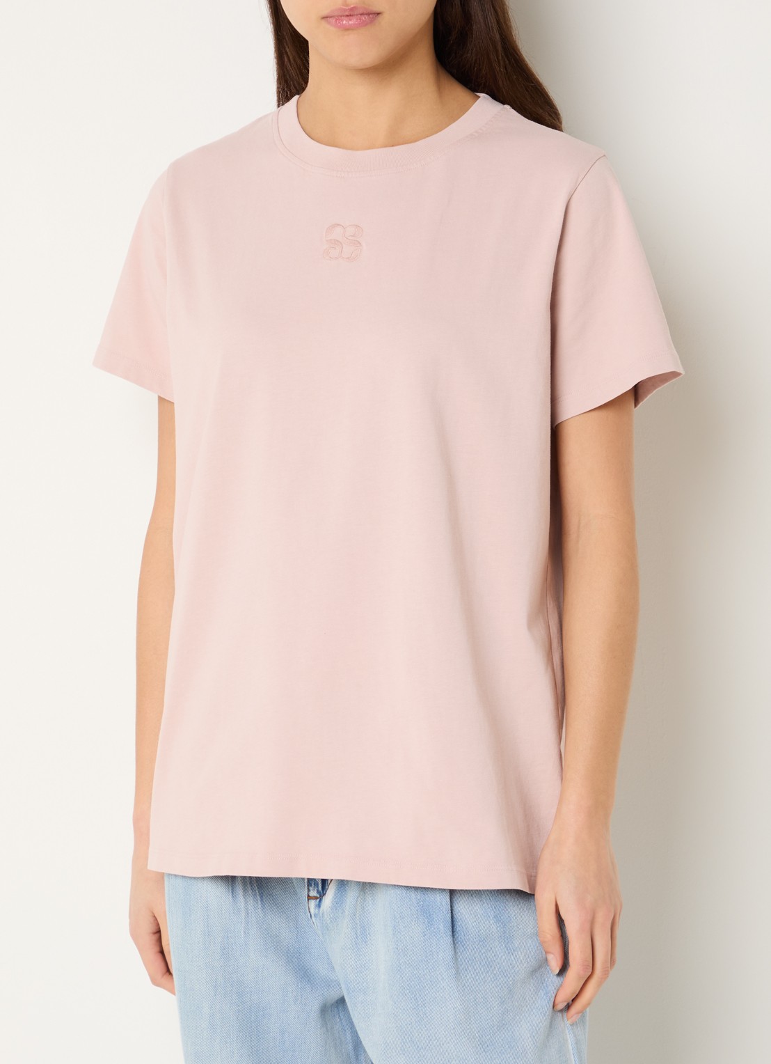 My Essential Wardrobe Seattle T-shirt met logoborduring - detail oudroze