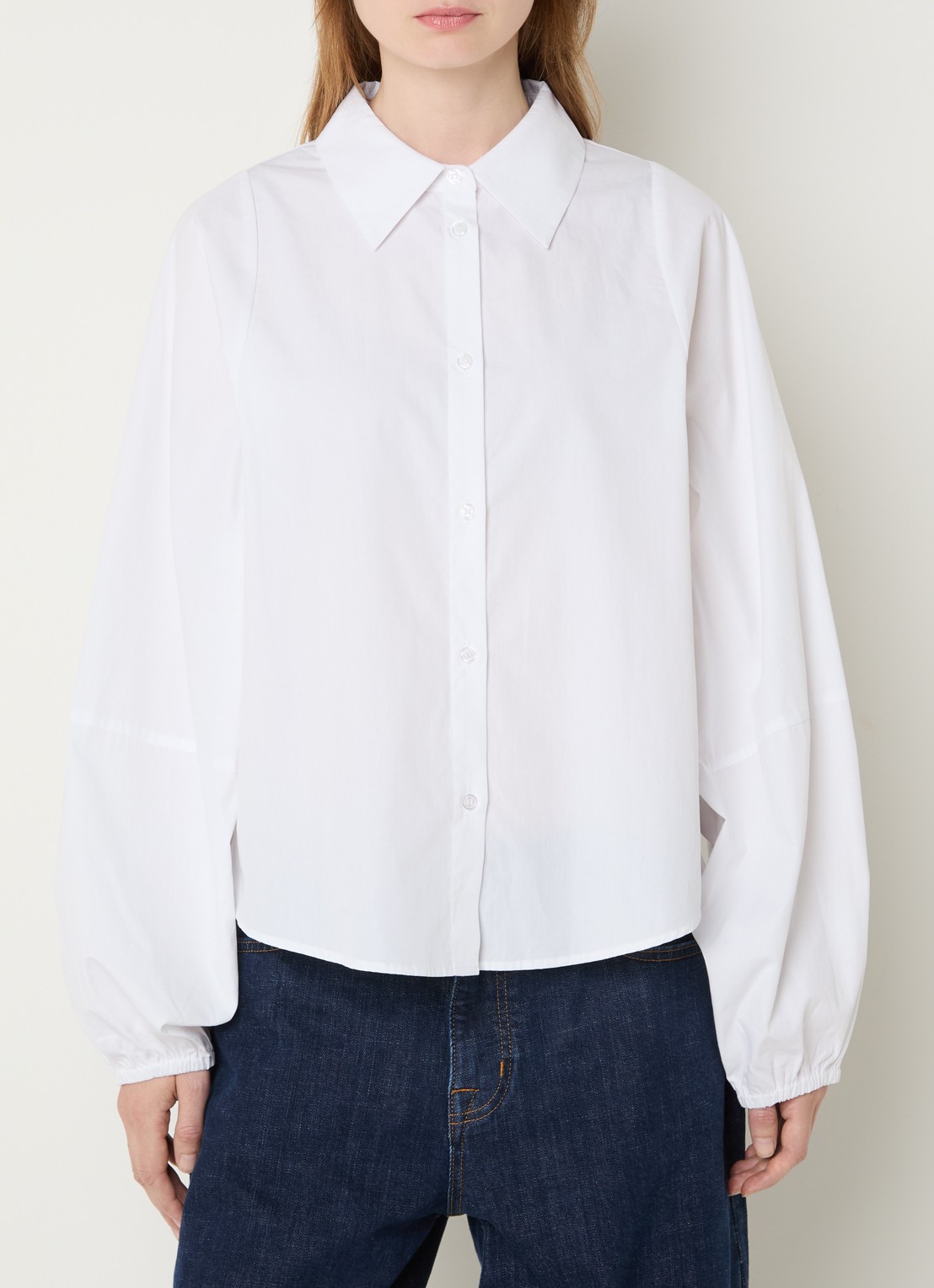My Essential Wardrobe Sunna blouse met ballonmouw - detail wit
