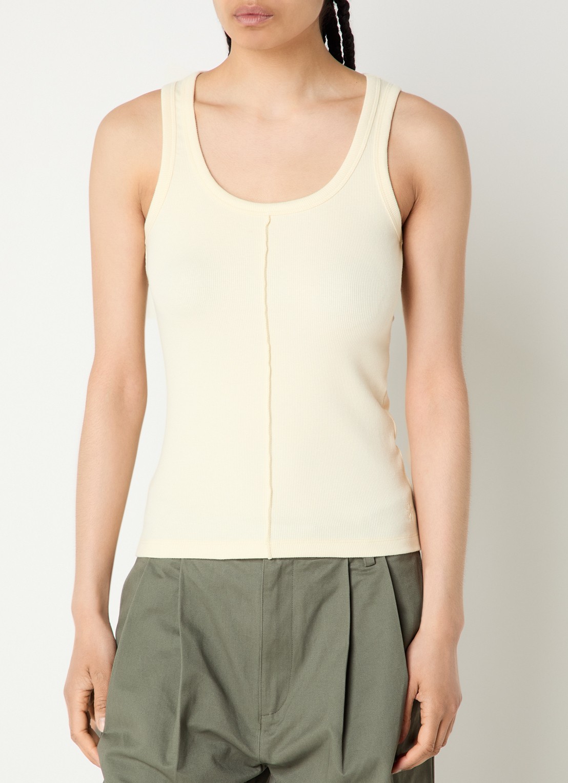 My Essential Wardrobe Tanktop met ribstructuur - detail 3 lichtgeel