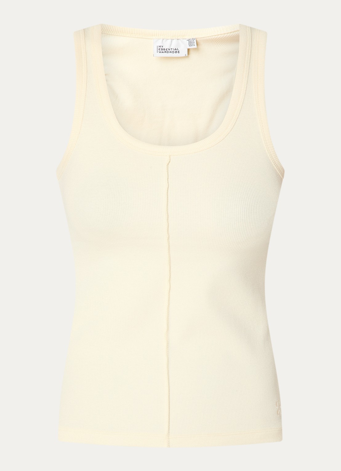 My Essential Wardrobe Tanktop met ribstructuur - voorkant lichtgeel