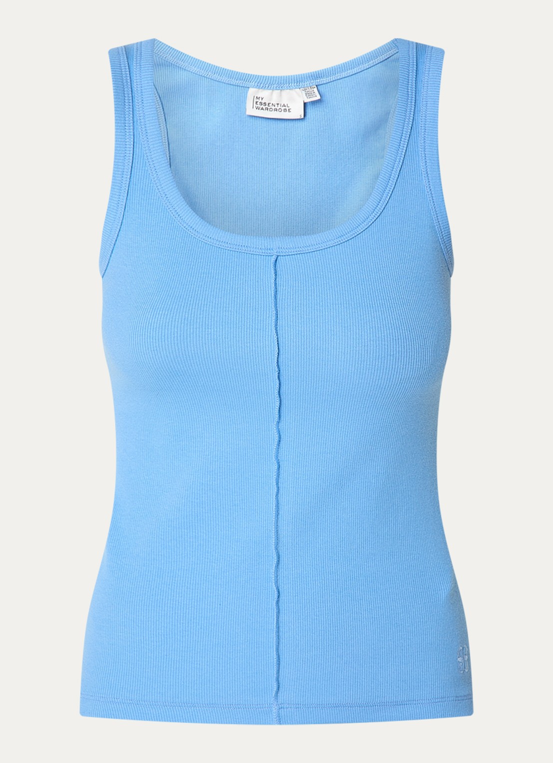 My Essential Wardrobe Tanktop met ribstructuur - voorkant 3 blauw