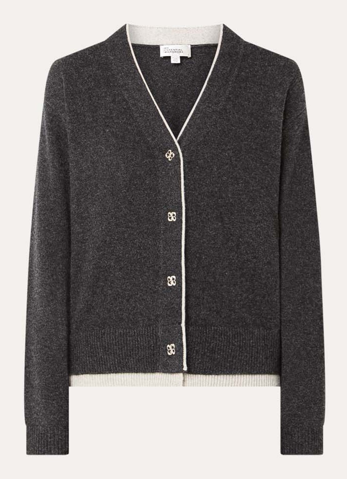 My Essential Wardrobe Tracy fijngebreid vest in wolblend - voorkant 2 antraciet