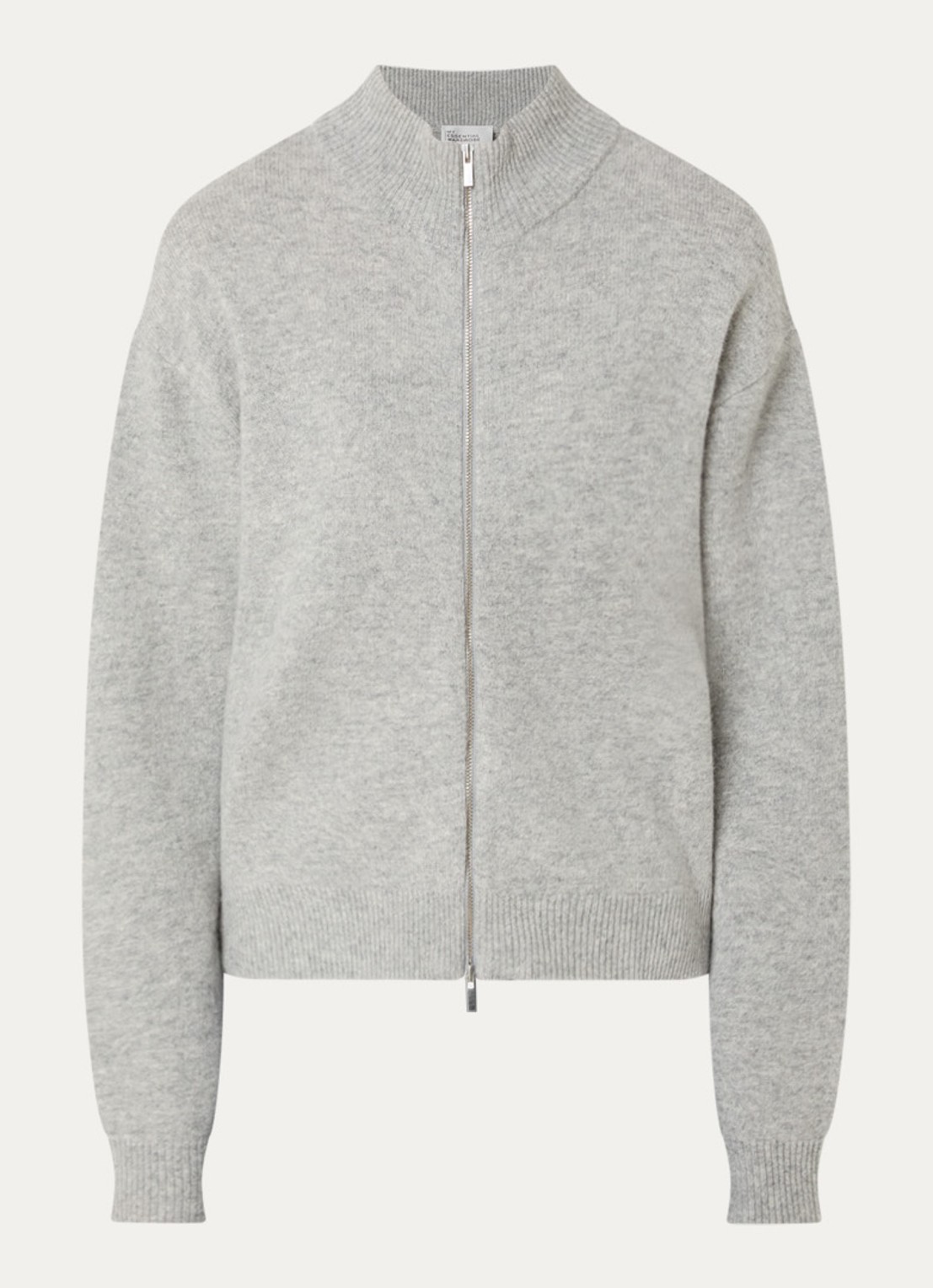 My Essential Wardrobe Tracy grofgebreide vest met opstaande kraag - voorkant 3 lichtgrijs