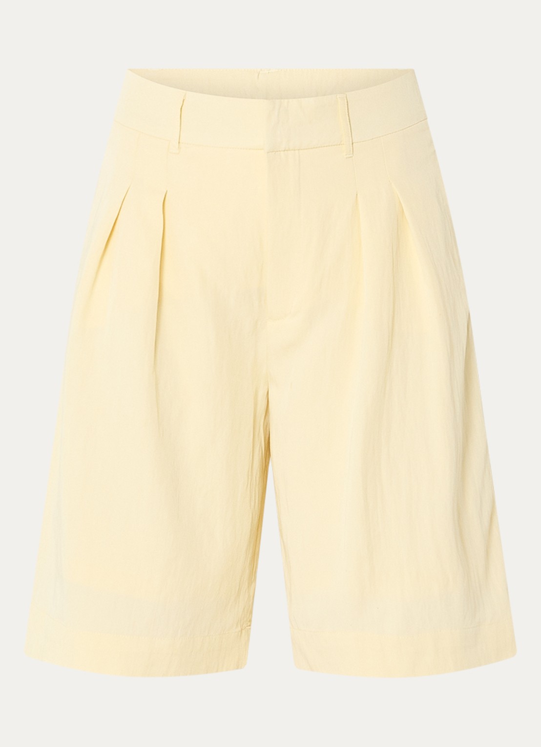 My Essential Wardrobe Zoe high waist wide fit korte broek - voorkant 3 lichtgeel