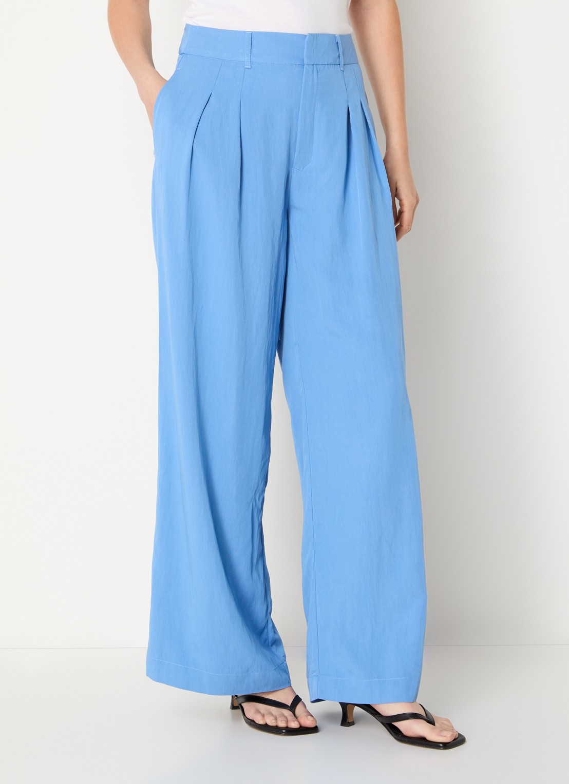 My Essential Wardrobe Zoe high waist wide fit pantalon - detail blauw