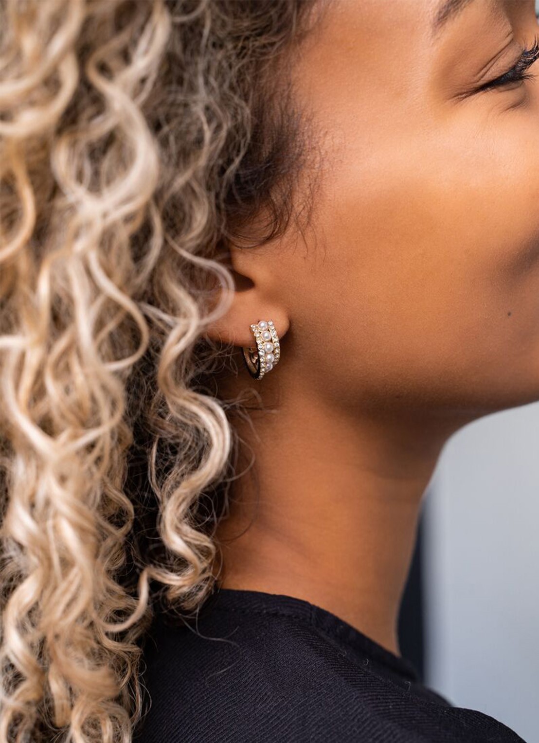 My Jewellery Earring strass/pearls - detail 4 goud