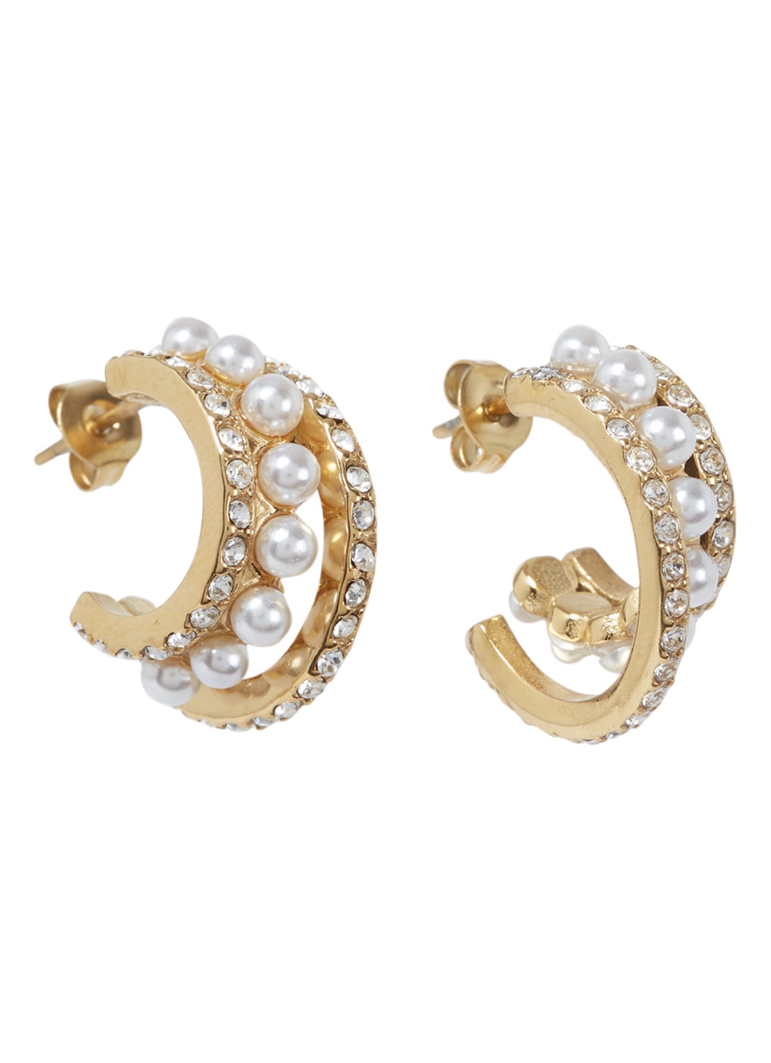 My Jewellery Earring strass/pearls - voorkant goud