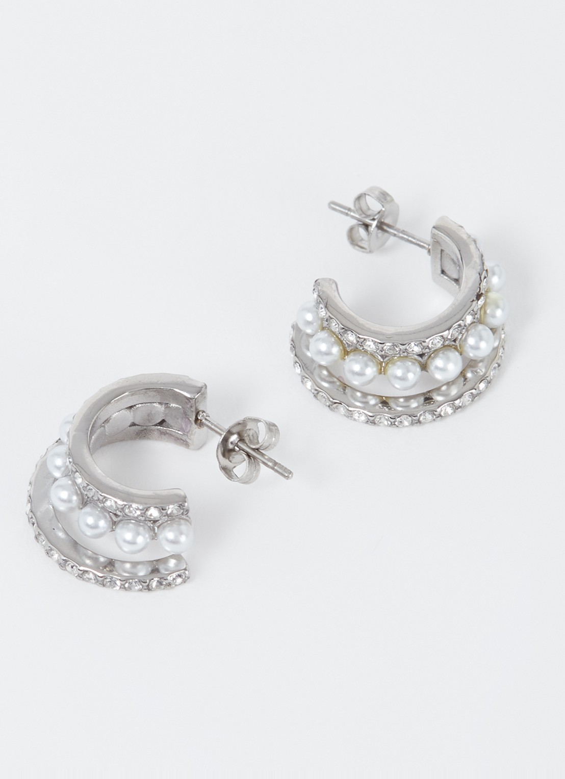 My Jewellery Earring strass/pearls - detail 3 zilver