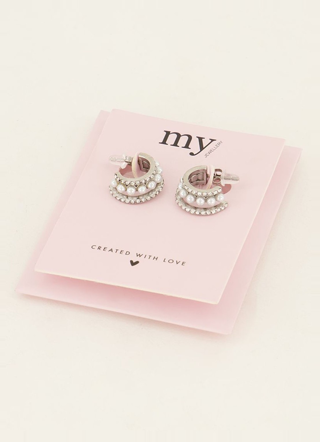 My Jewellery Earring strass/pearls - detail 4 zilver