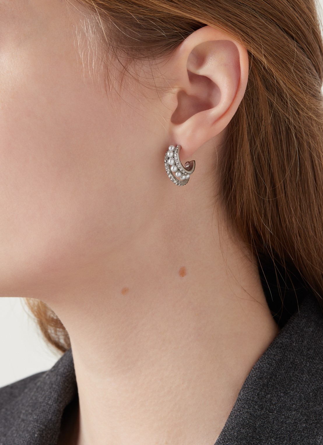 My Jewellery Earring strass/pearls - voorkant 2 zilver