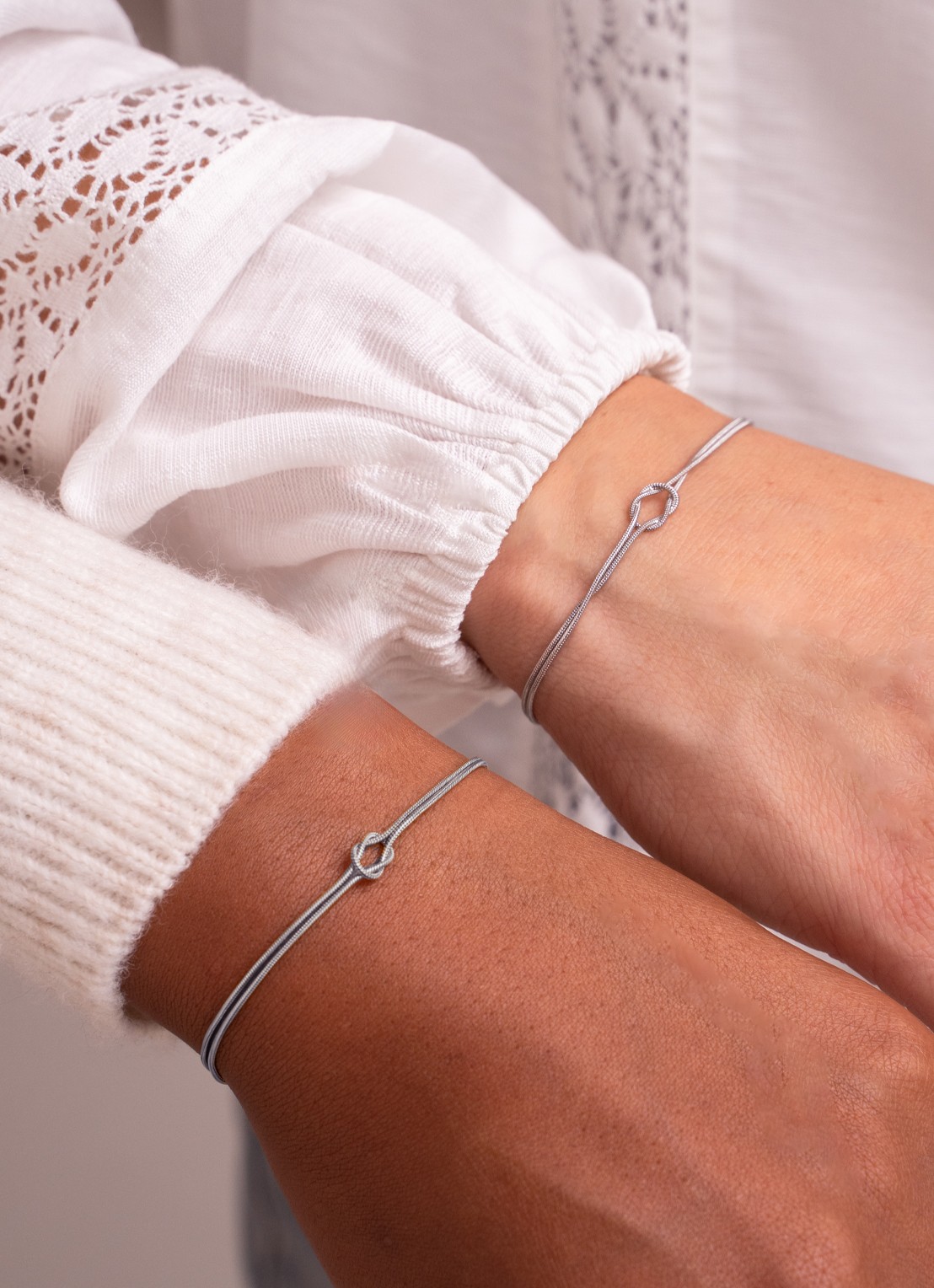 My Jewellery Forever Connected Knot armband set van 2 - voorkant 4 zilver
