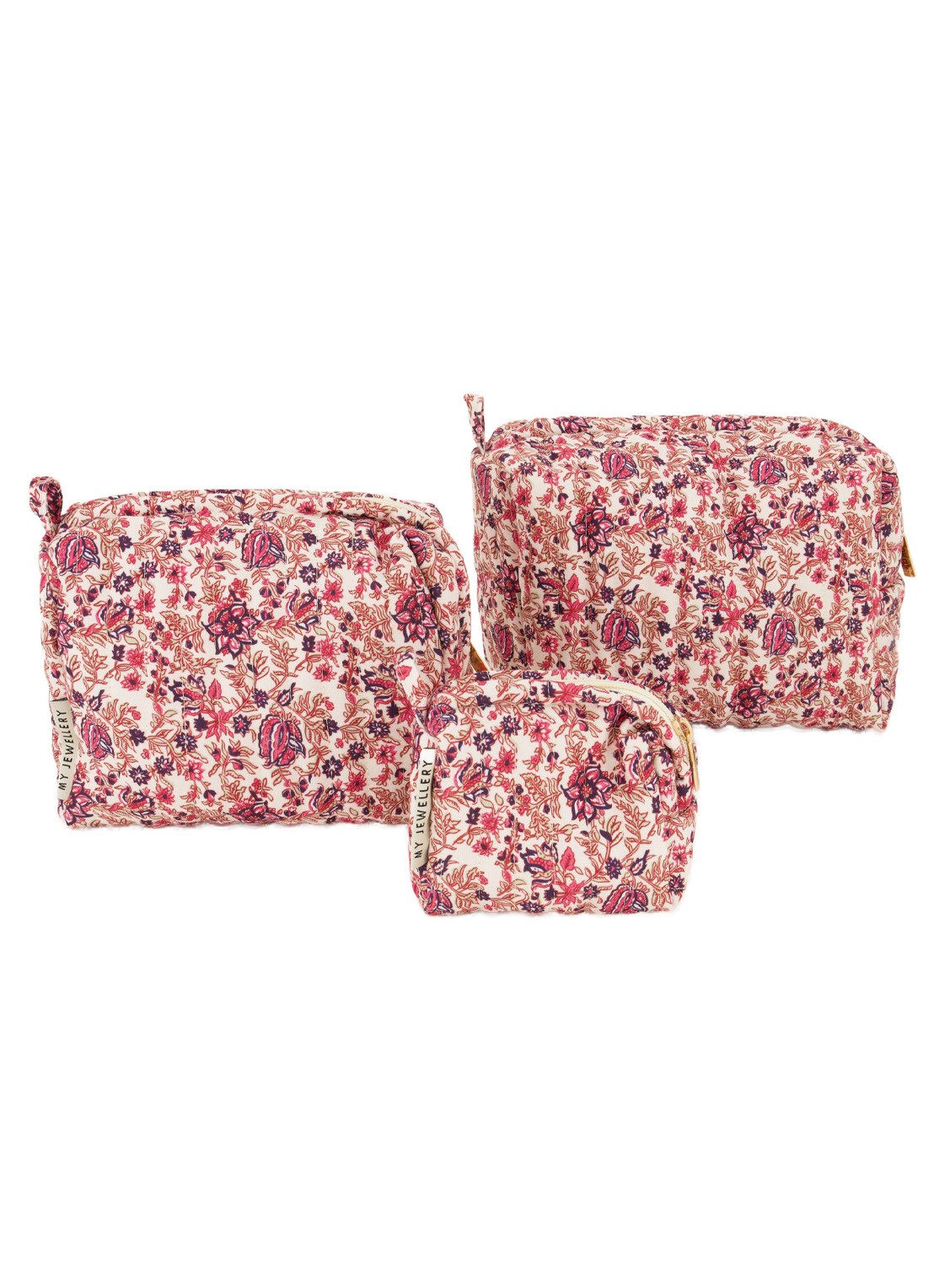 My Jewellery Toilettas met bloemenprint - voorkant 3 roze