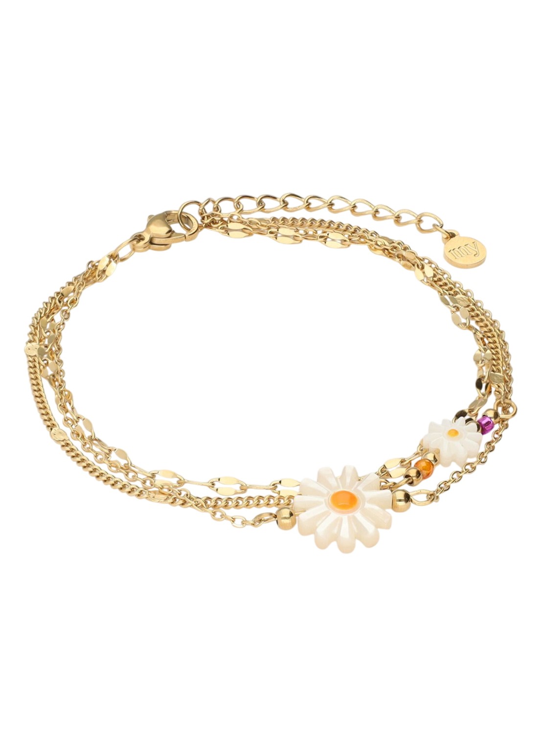 My Jewellery Triple Chain Daisy armband  - detail 4 goud
