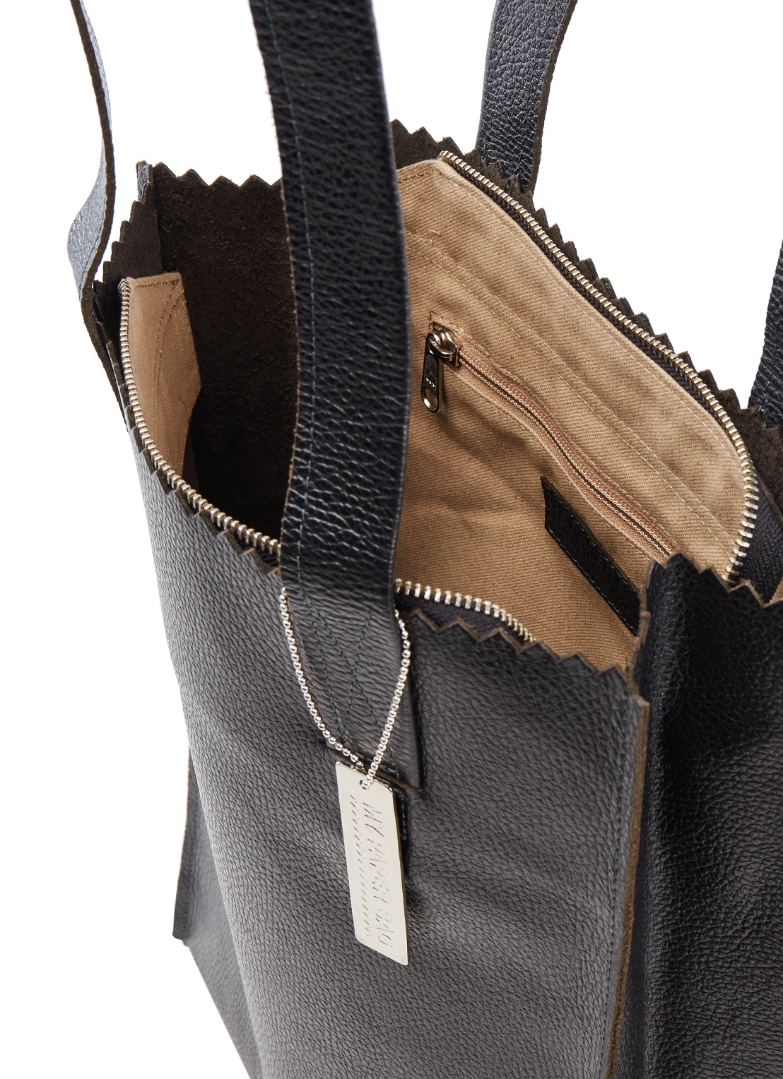 MYOMY My Paper Bag schoudertas van leer - detail 4 zwart