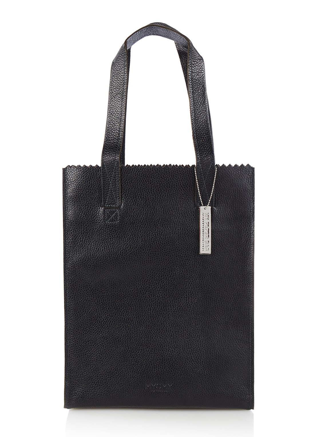 MYOMY My Paper Bag schoudertas van leer - voorkant zwart