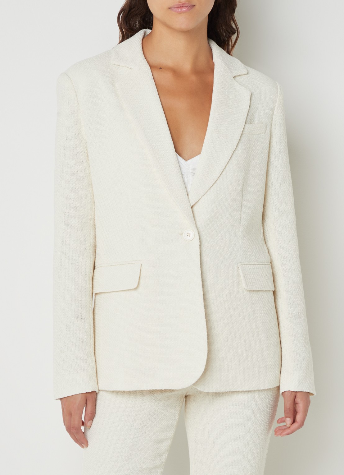 NA-KD Blazer met klepzakken en structuur - detail 4 gebroken wit