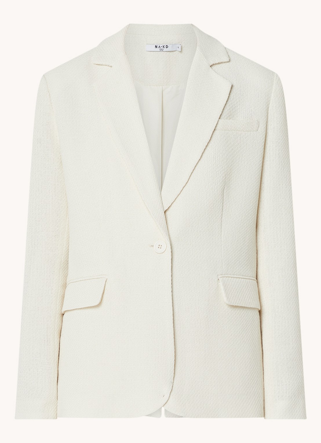 NA-KD Blazer met klepzakken en structuur - voorkant 2 gebroken wit
