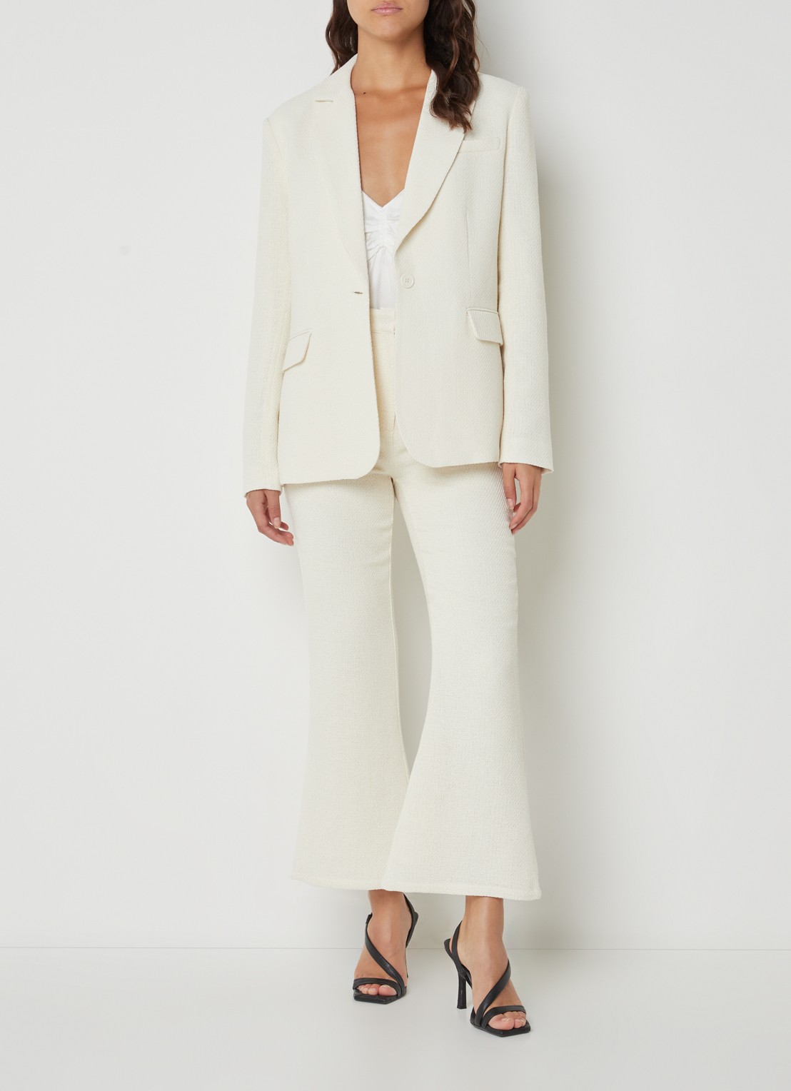 NA-KD Blazer met klepzakken en structuur - voorkant 3 gebroken wit