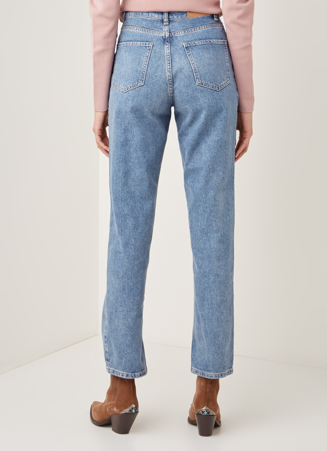 NA-KD High waist straight leg jeans met splitten - achterkant 5 indigo