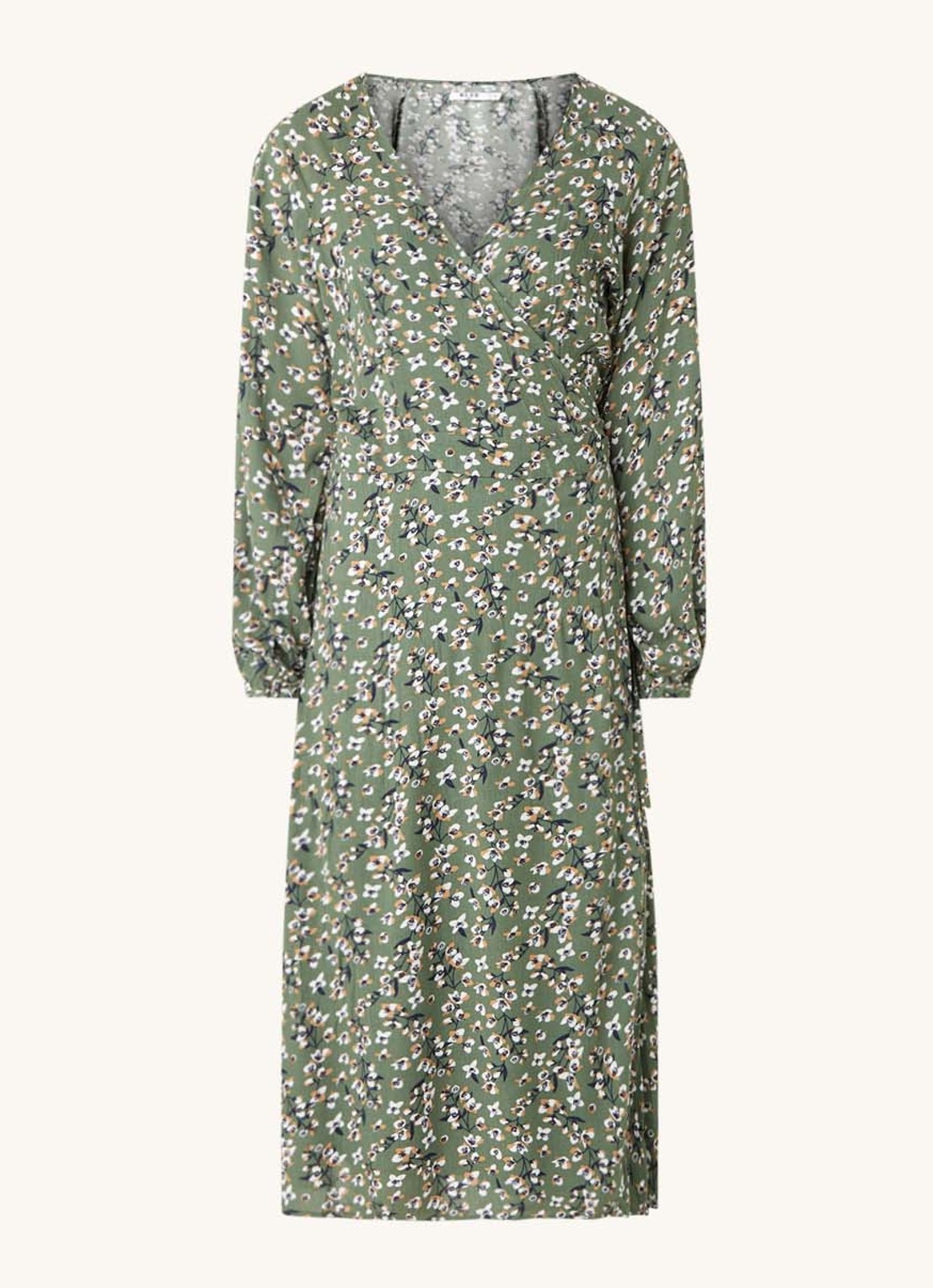 NA-KD Midi wikkeljurk met bloemenprint - voorkant 2 groen