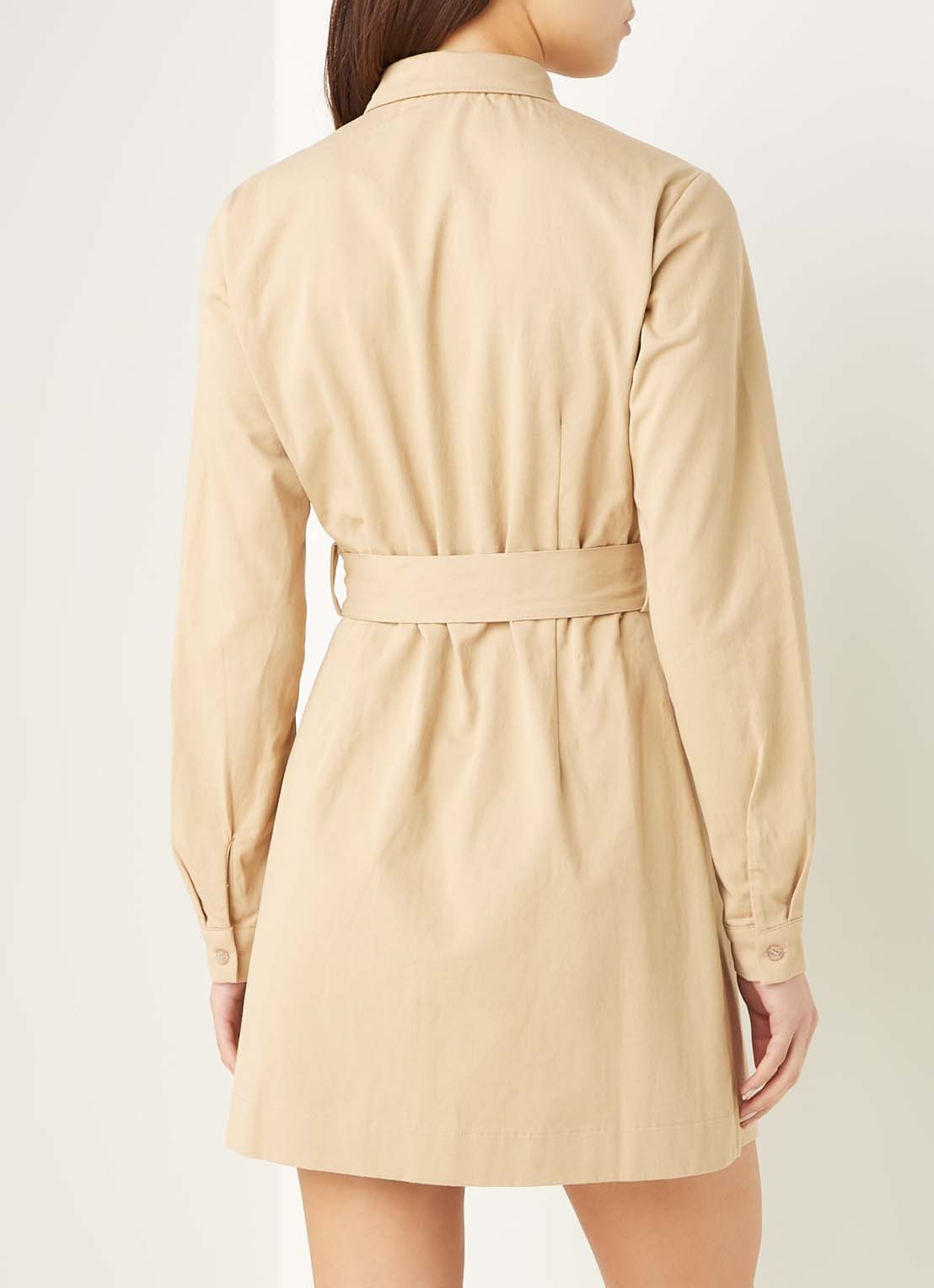 NA-KD Mini blousejurk met strikceintuur - achterkant 3 beige