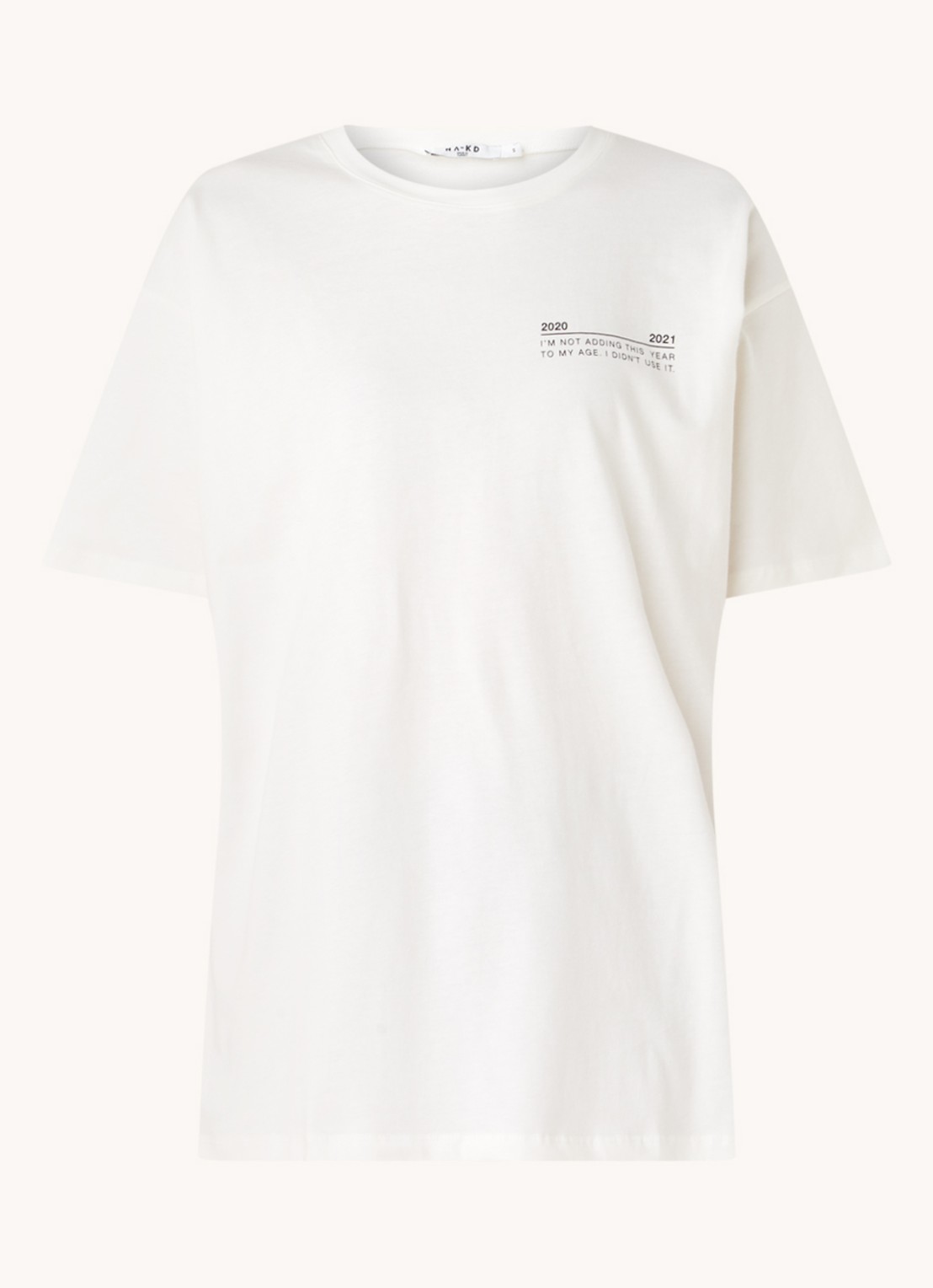 NA-KD Oversized T-shirt met tekstprint - voorkant 2 wit