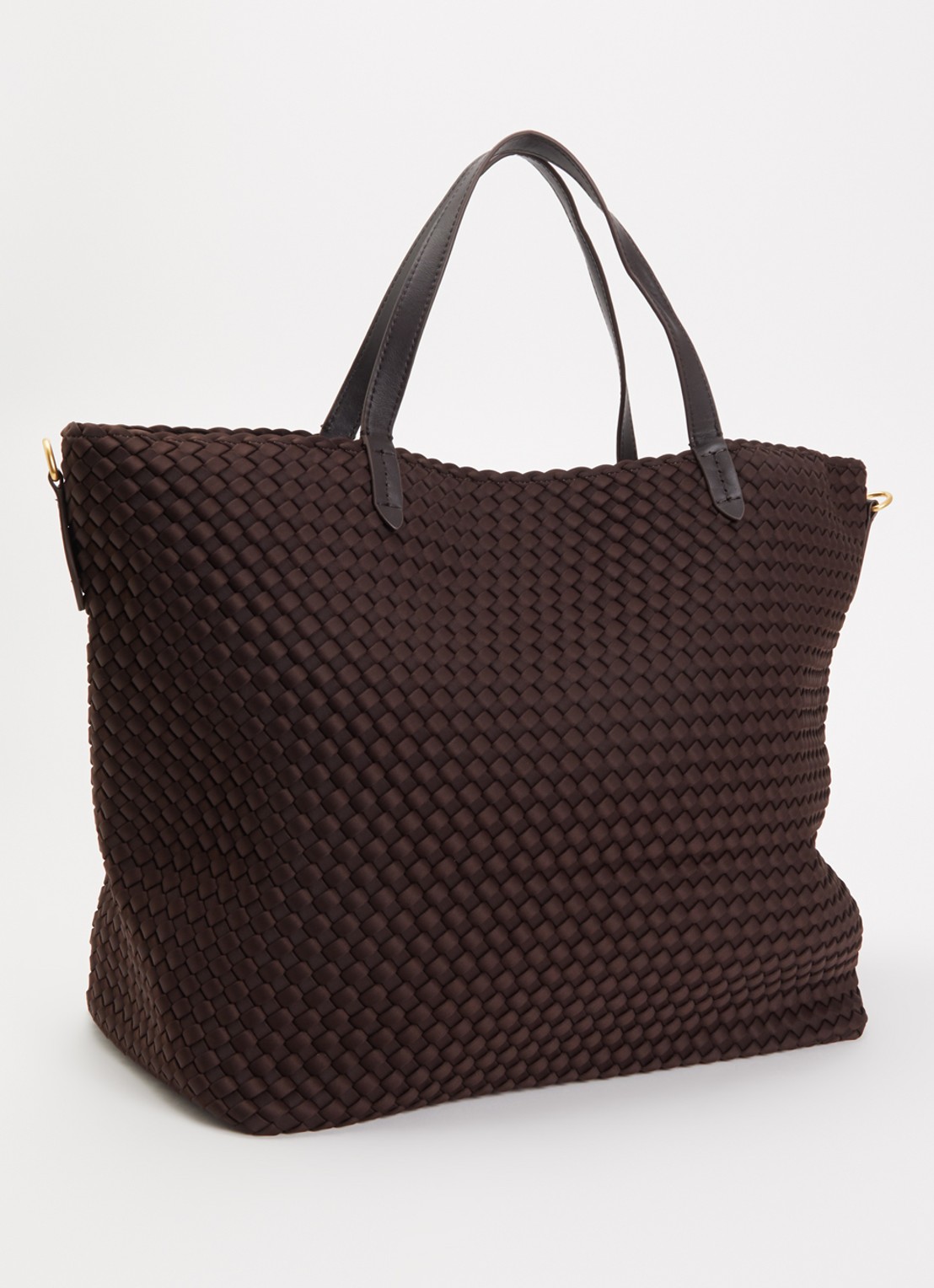 Naghedi Geneva shopper met leren details  - achterkant chocoladebruin