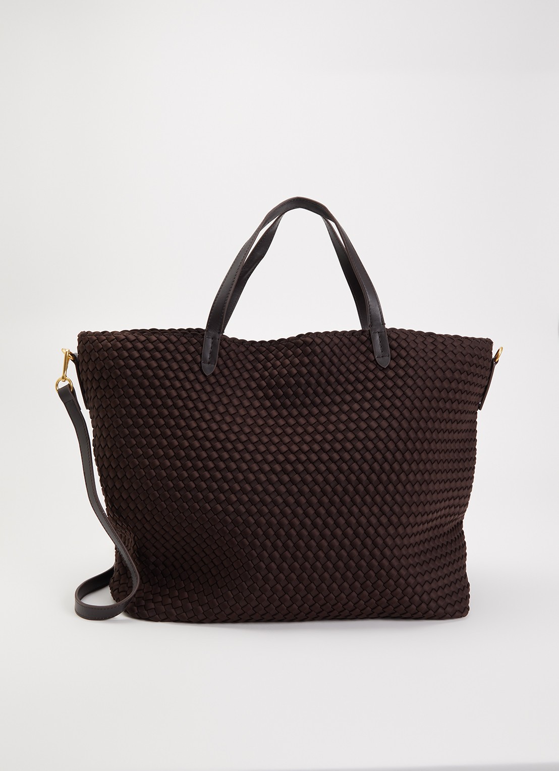Naghedi Geneva shopper met leren details  - voorkant 2 chocoladebruin