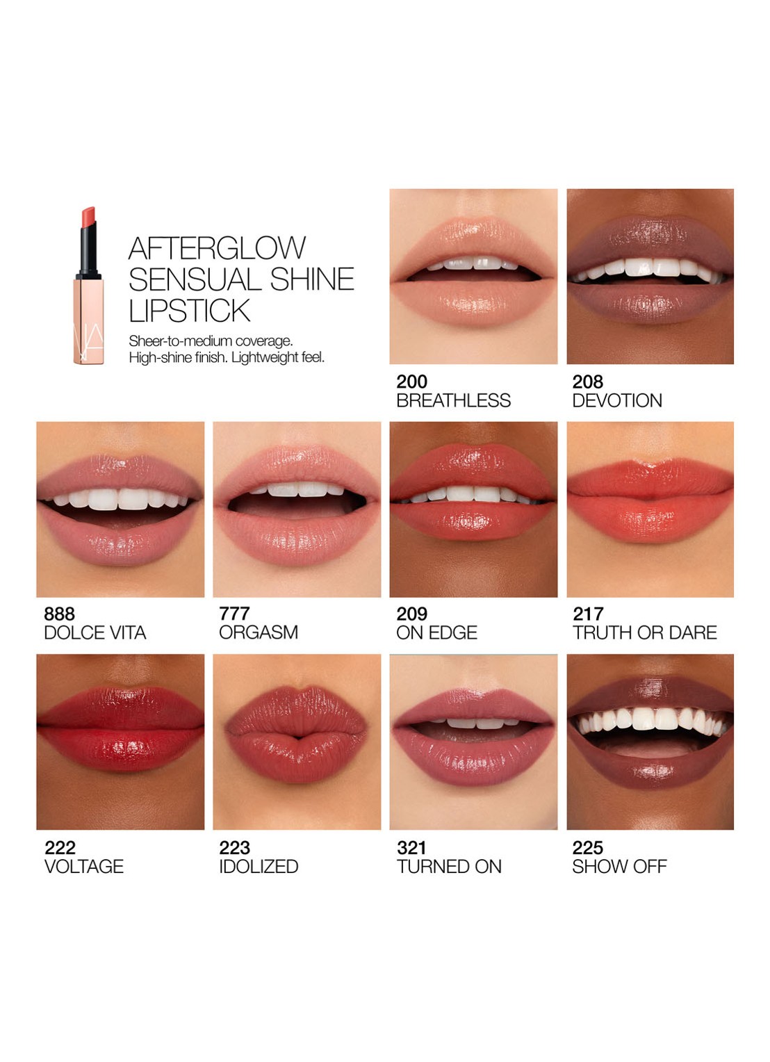 NARS Afterglow Sensual Shine Lipstick - detail 6 on edge - 209