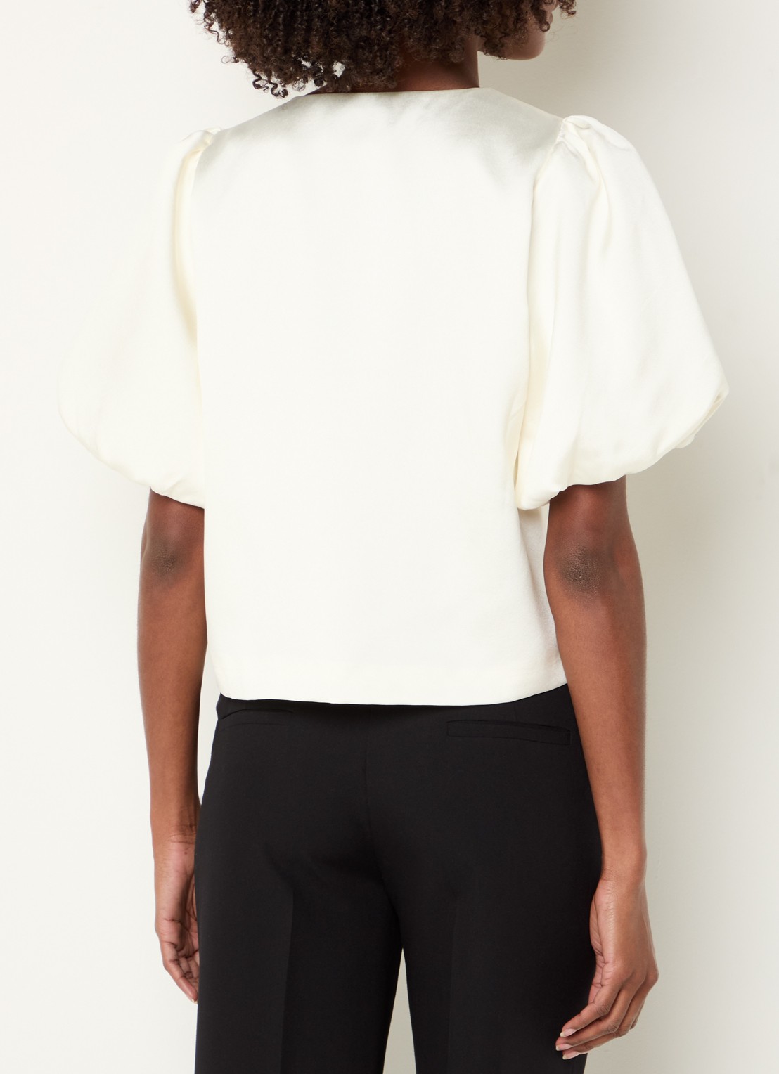 Neo Noir Aisa blouse van satijn - achterkant 3 gebroken wit