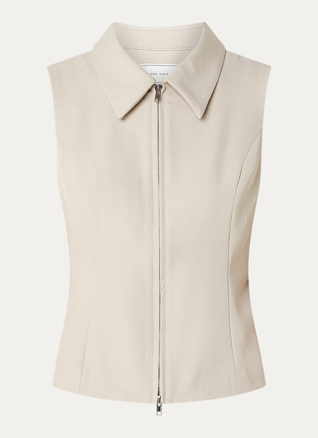 Neo Noir Annabella gilet met ritssluiting - voorkant 2 beige
