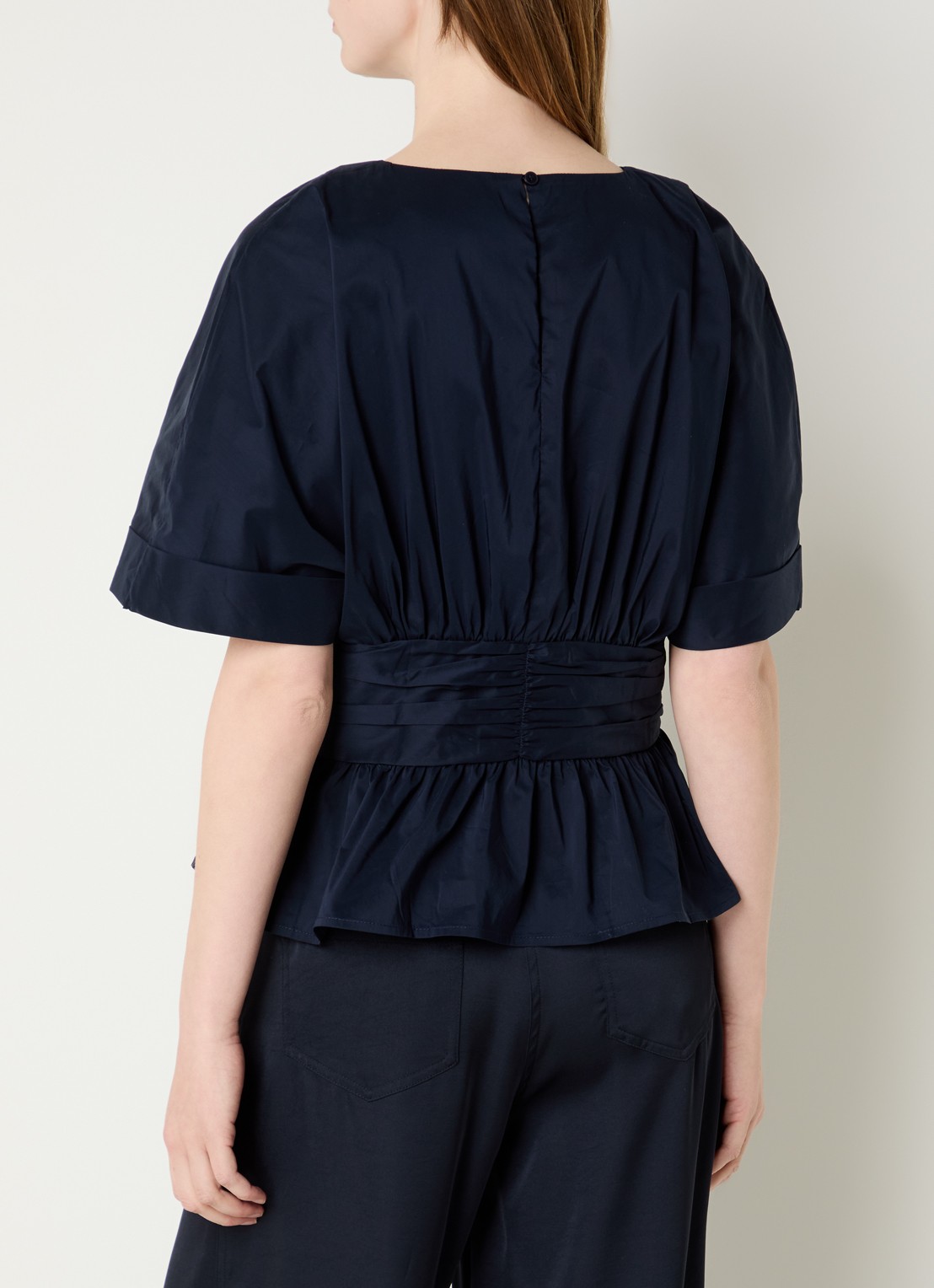 Neo Noir Annegret tops met peplum - achterkant donkerblauw