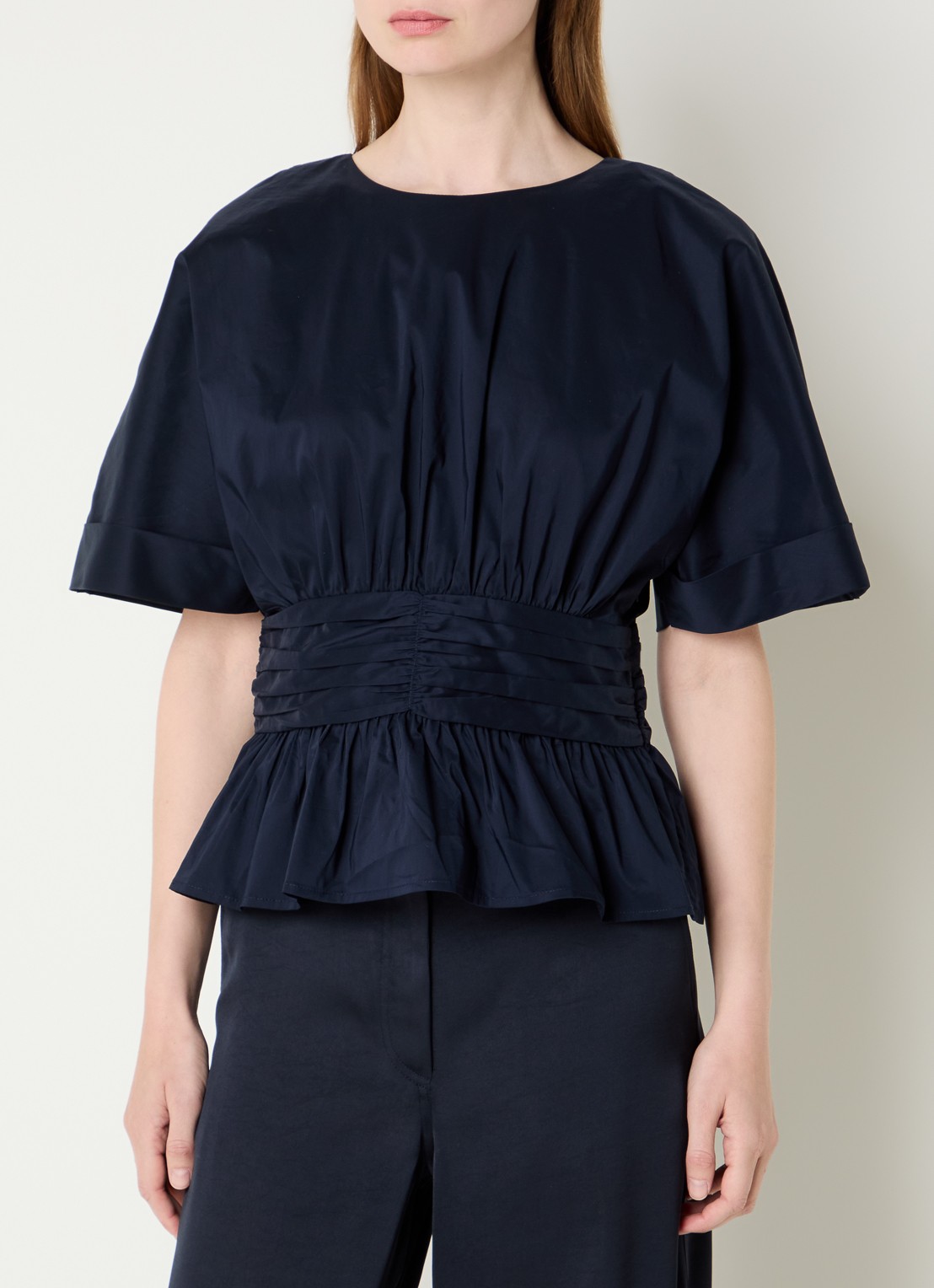 Neo Noir Annegret tops met peplum - detail 2 donkerblauw