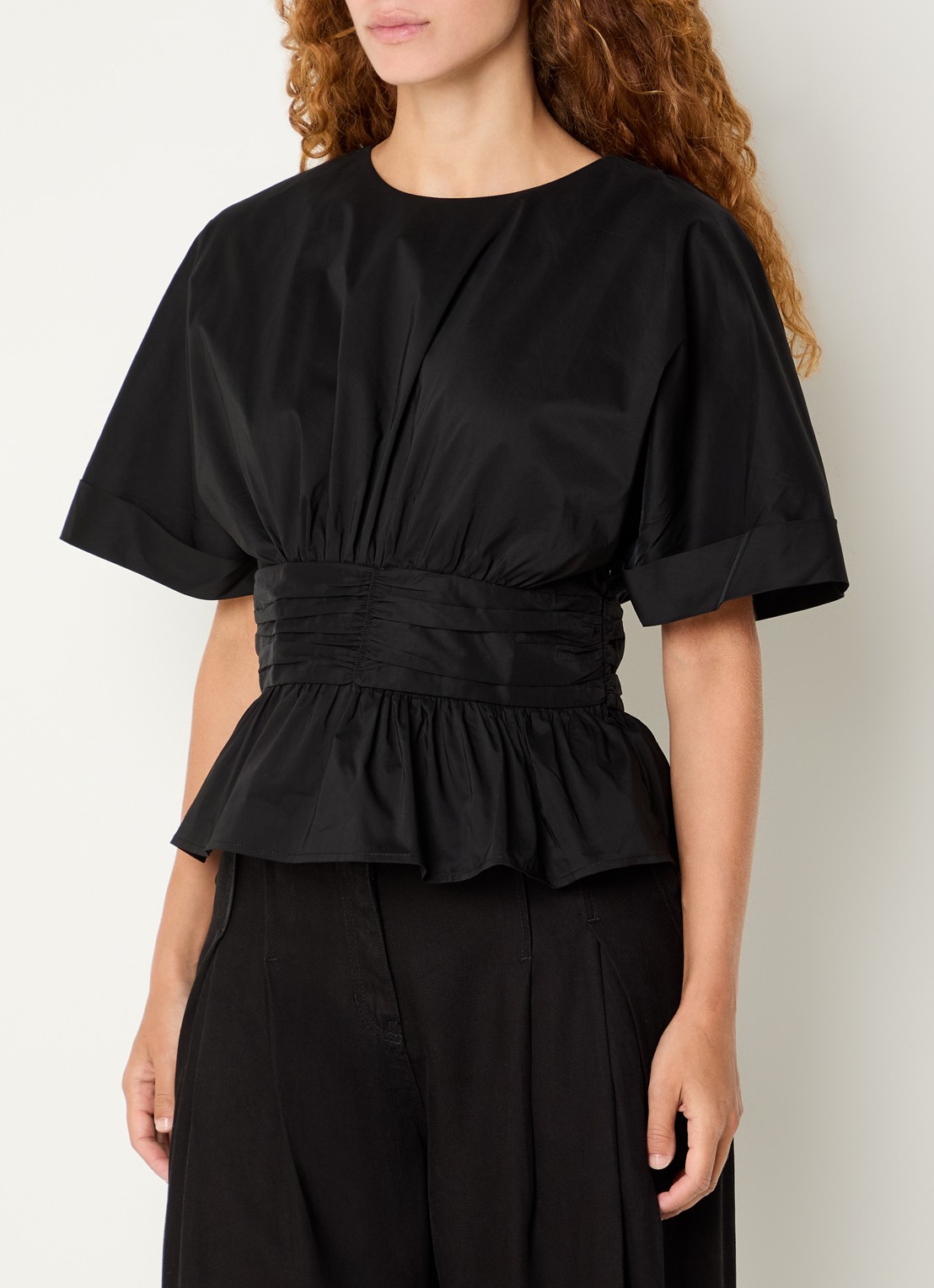 Neo Noir Annegret tuniek met ronde hals - detail 4 zwart