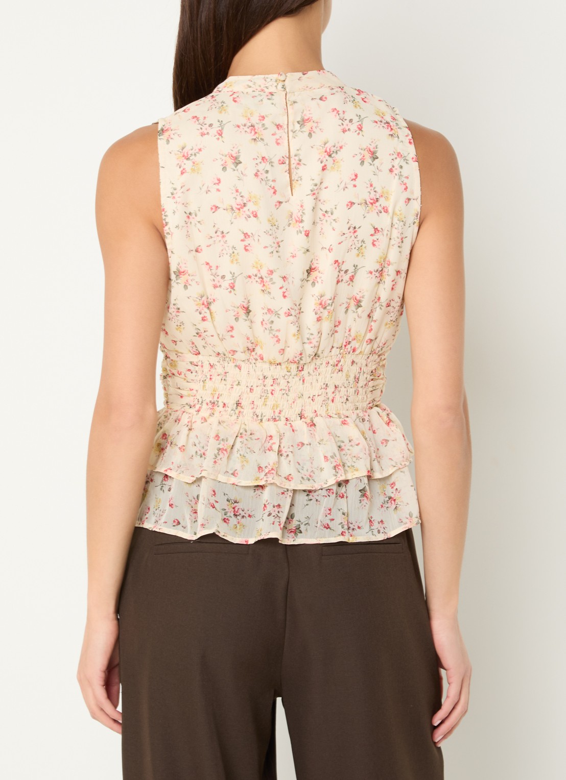 Neo Noir Ansol top met bloemenprint - achterkant 3 gebroken wit