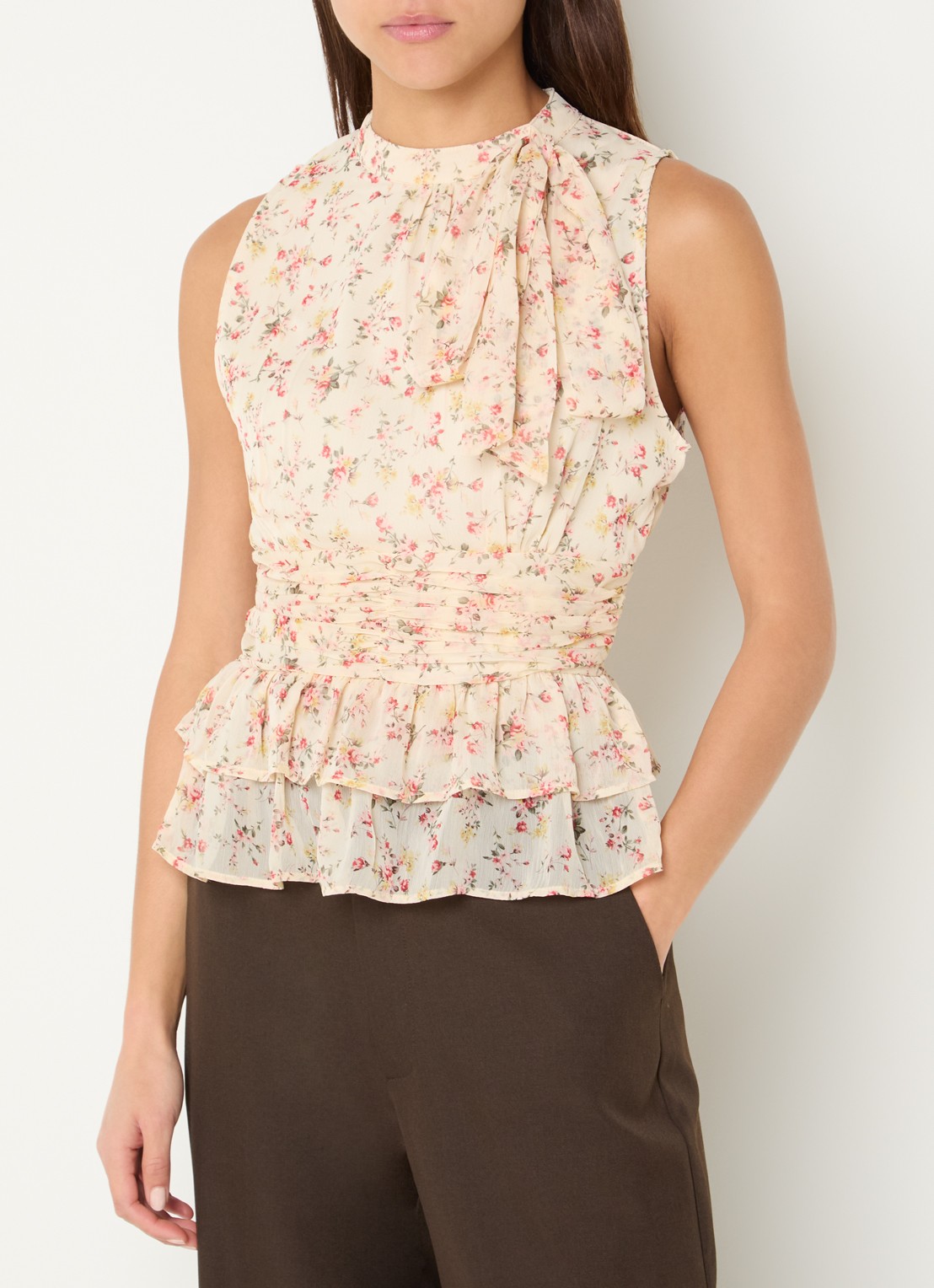 Neo Noir Ansol top met bloemenprint - detail 4 gebroken wit