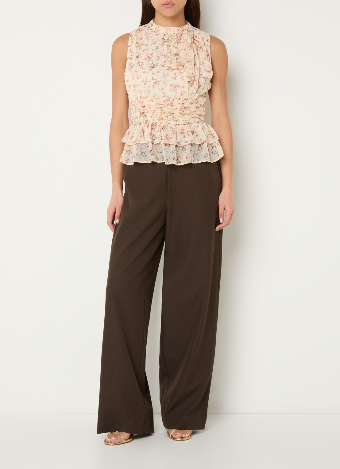 Neo Noir Ansol top met bloemenprint - voorkant 2 gebroken wit