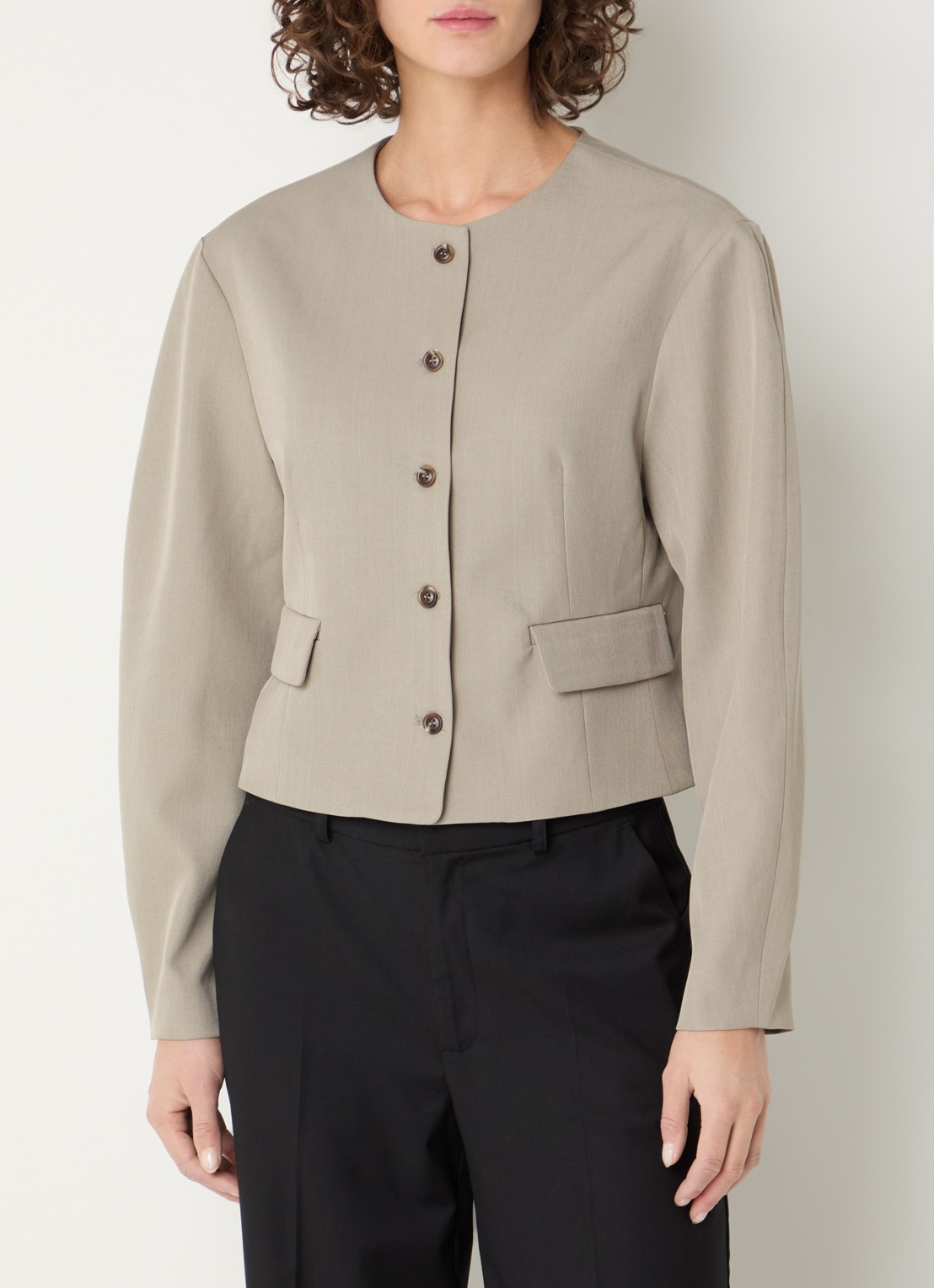 Neo Noir Aranti blazer met klepzakken - detail 4 grijs