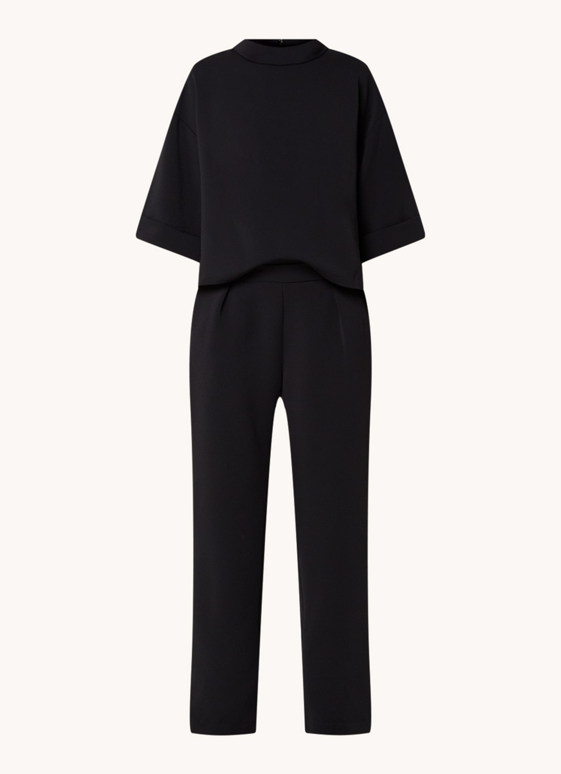 Neo Noir Arlo straight leg jumpsuit van crêpe - voorkant 3 zwart