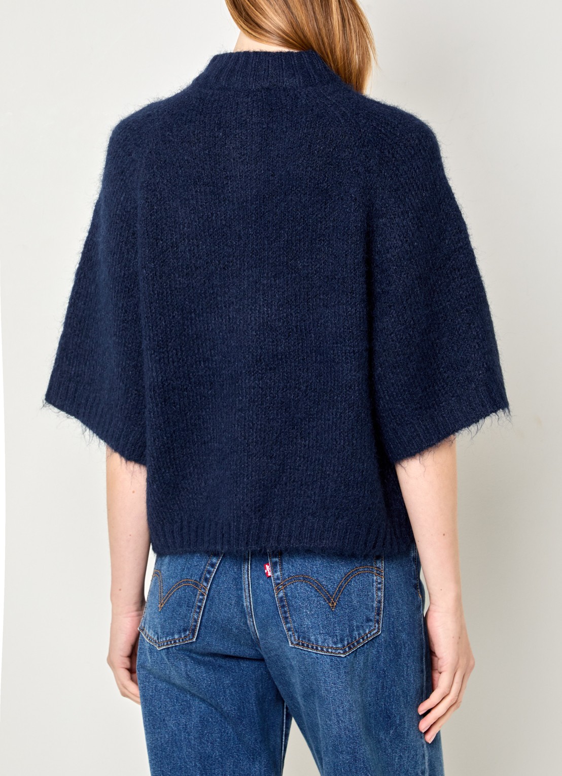 Neo Noir Benuta grofgebreid vest in wolblend - achterkant 2 donkerblauw