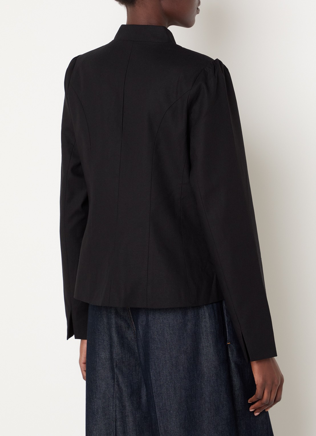 Neo Noir Blazer in linnenblend met pofmouw - achterkant 2 zwart