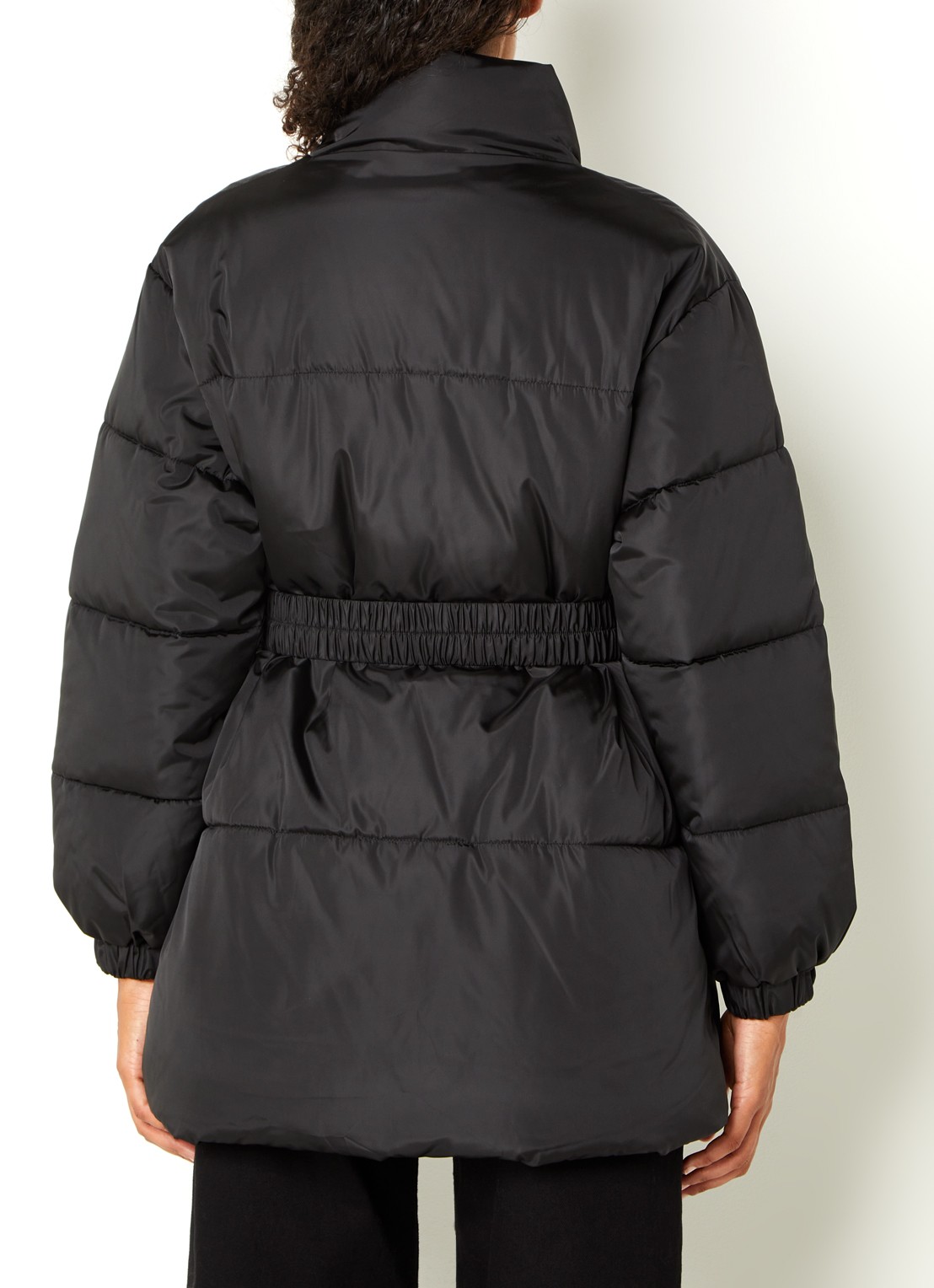 Neo Noir Bobbie puffer jack met ceintuur - achterkant 2 zwart
