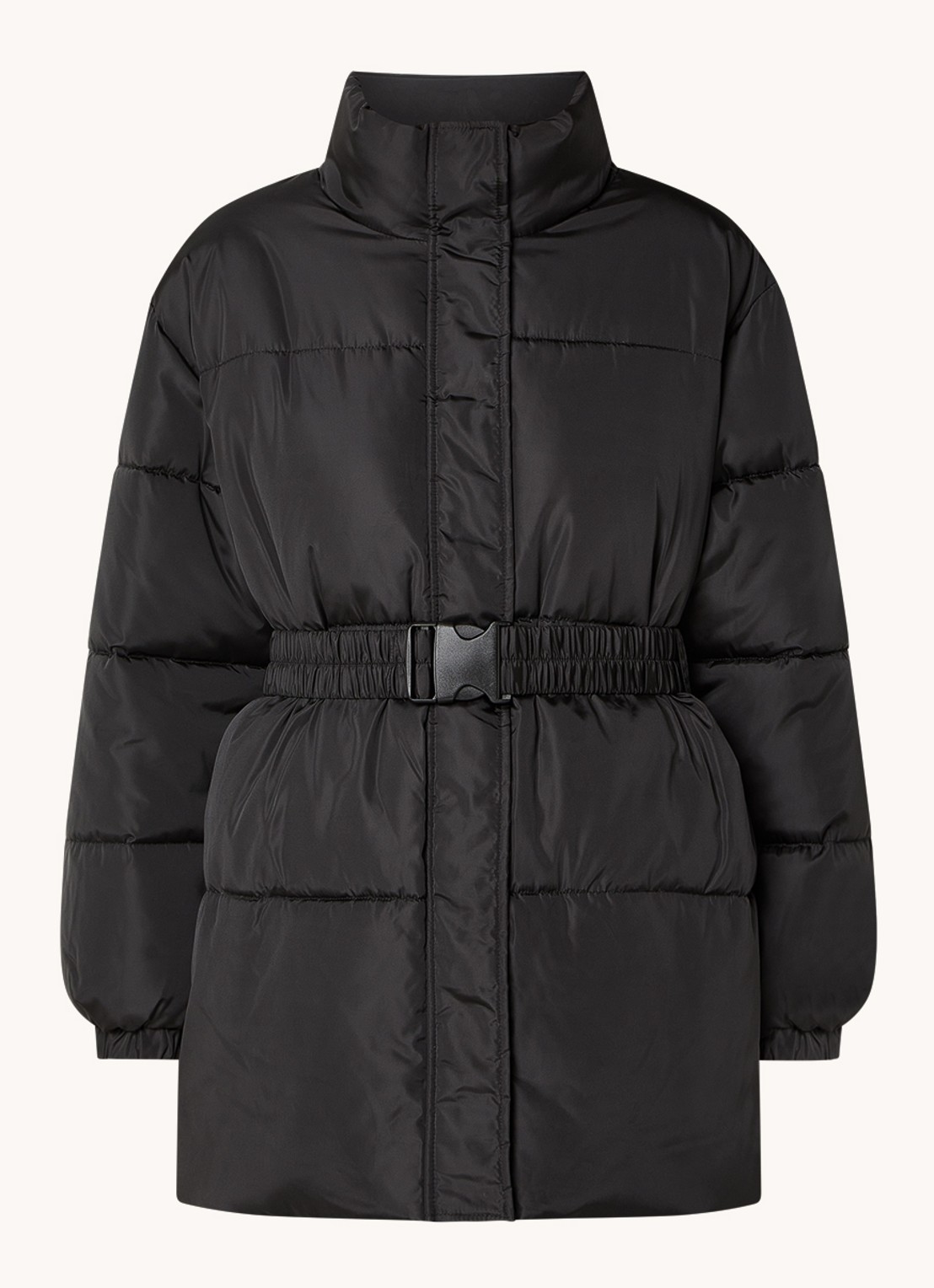 Neo Noir Bobbie puffer jack met ceintuur - voorkant 3 zwart