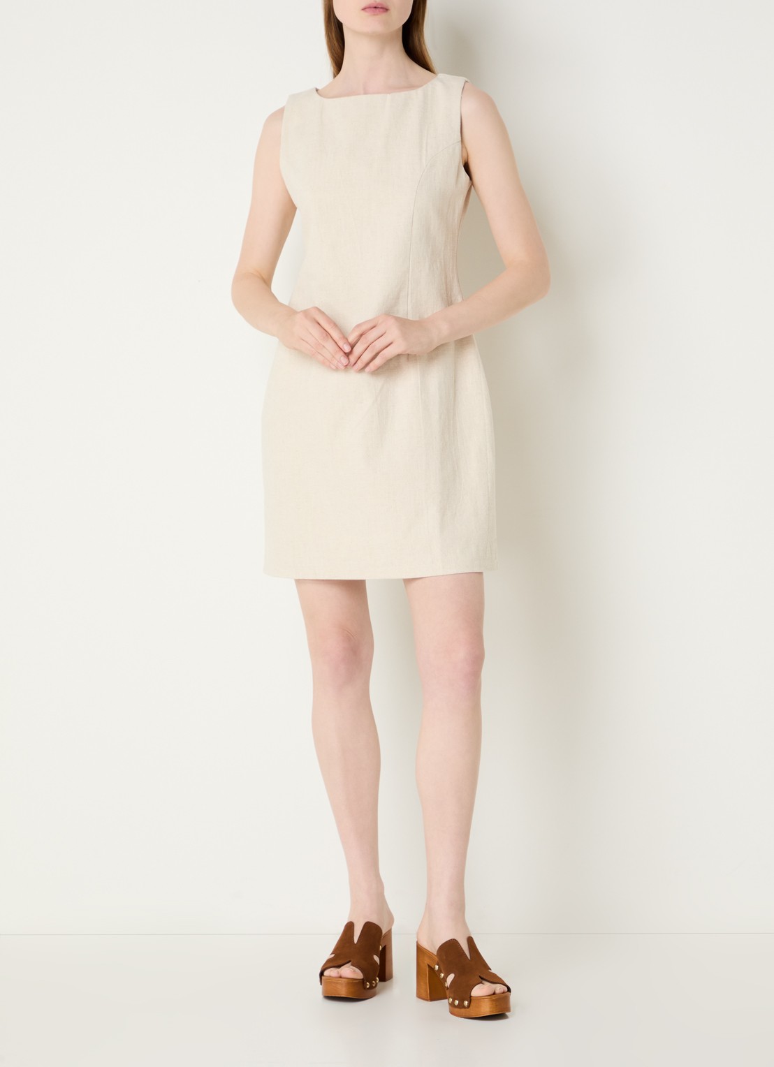 Neo Noir Bruna mini jurk met stretch - voorkant 3 creme