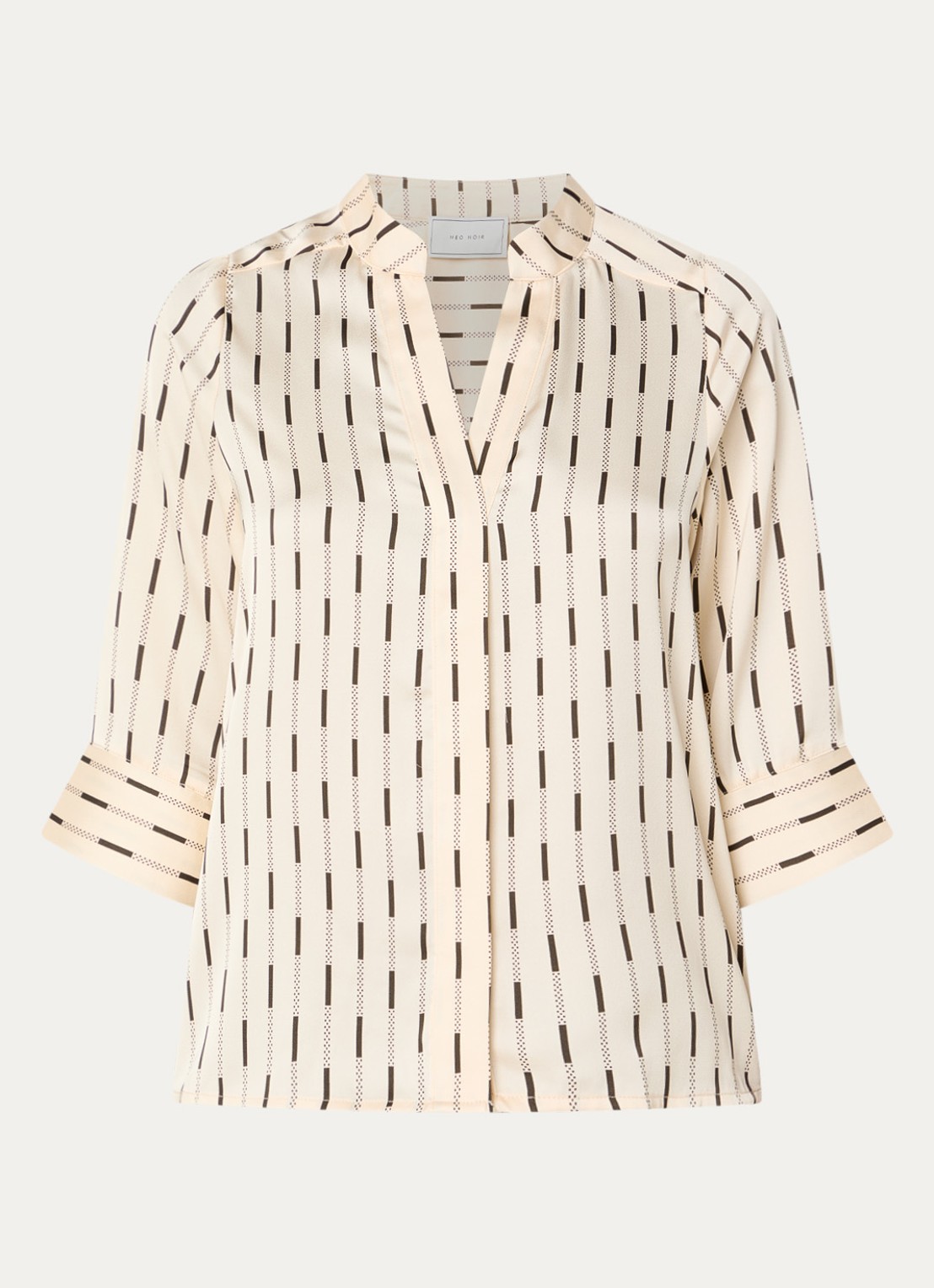 Neo Noir Camile blouse van satijn met print - voorkant gebroken wit