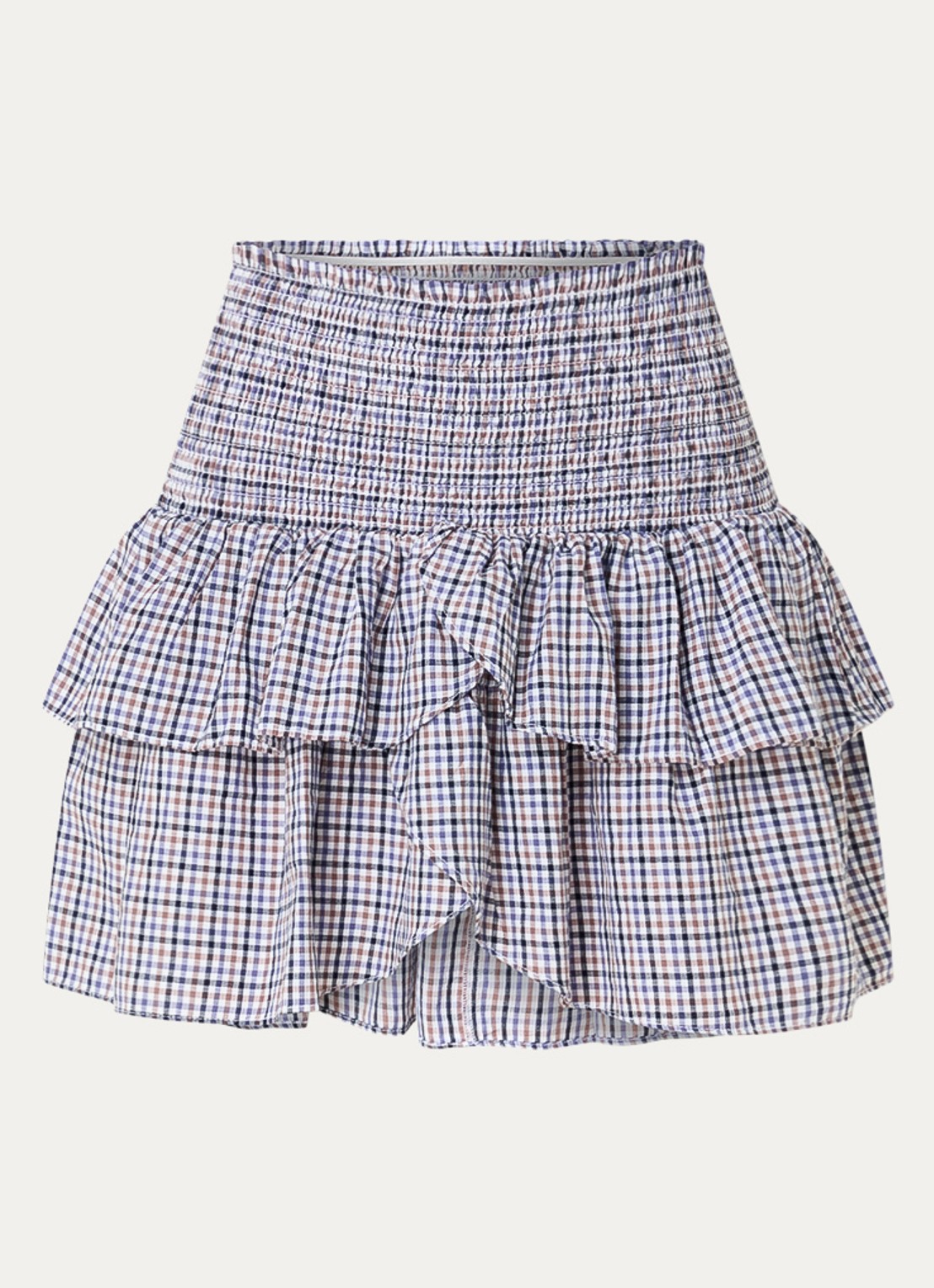Neo Noir Carin mini plooirok met smockwerk - voorkant donkerblauw